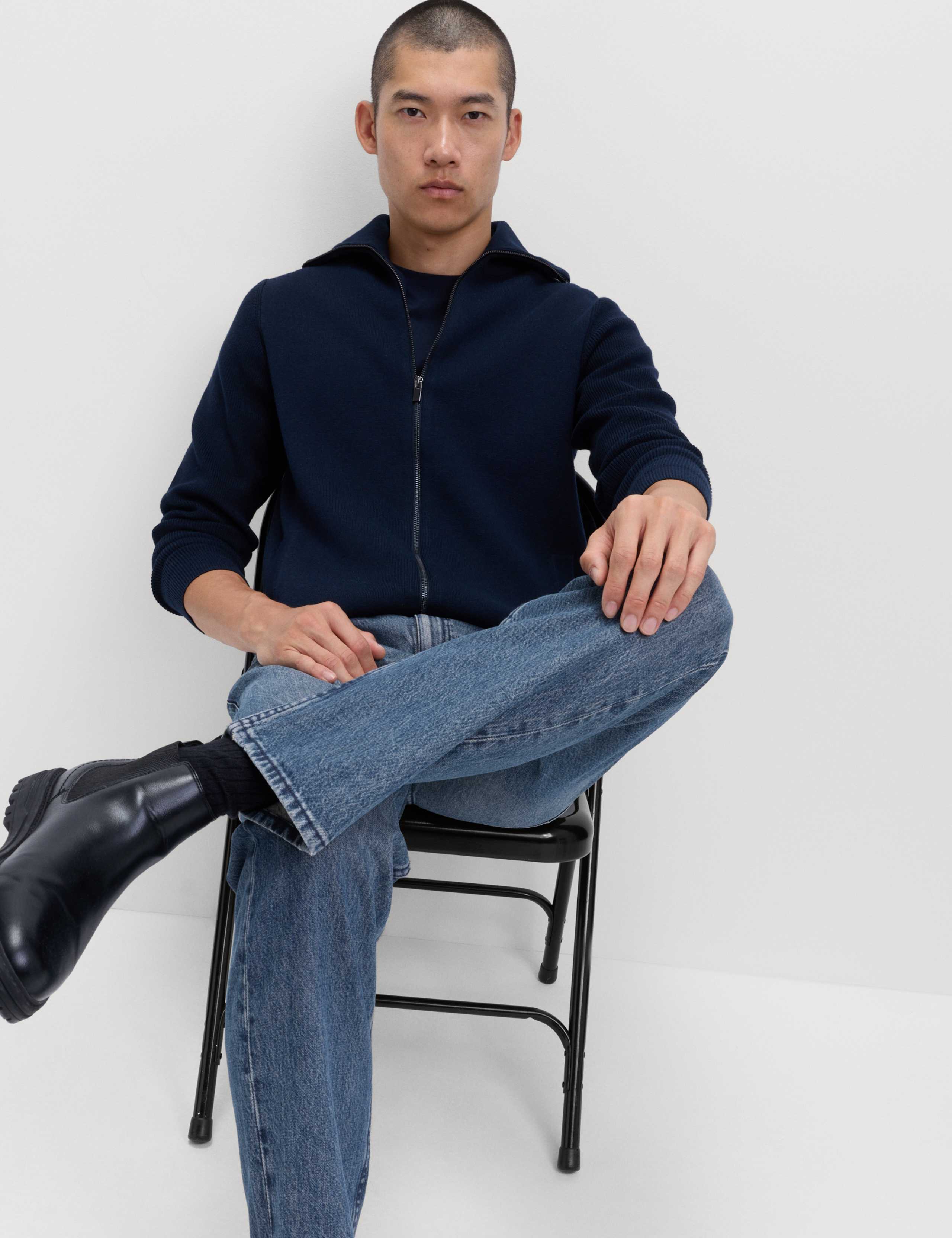 Cotton Blend Milano-Knit Zip Up Jumper 6 of 7