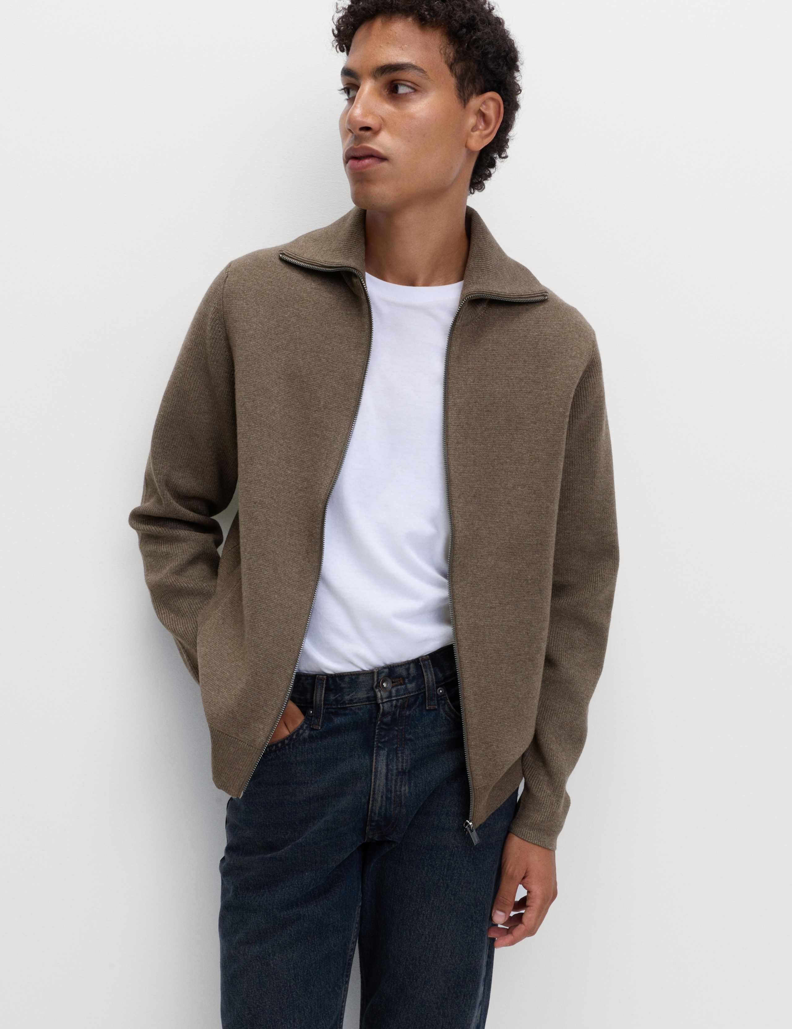 Cotton Blend Milano-Knit Zip Up Jumper 4 of 5