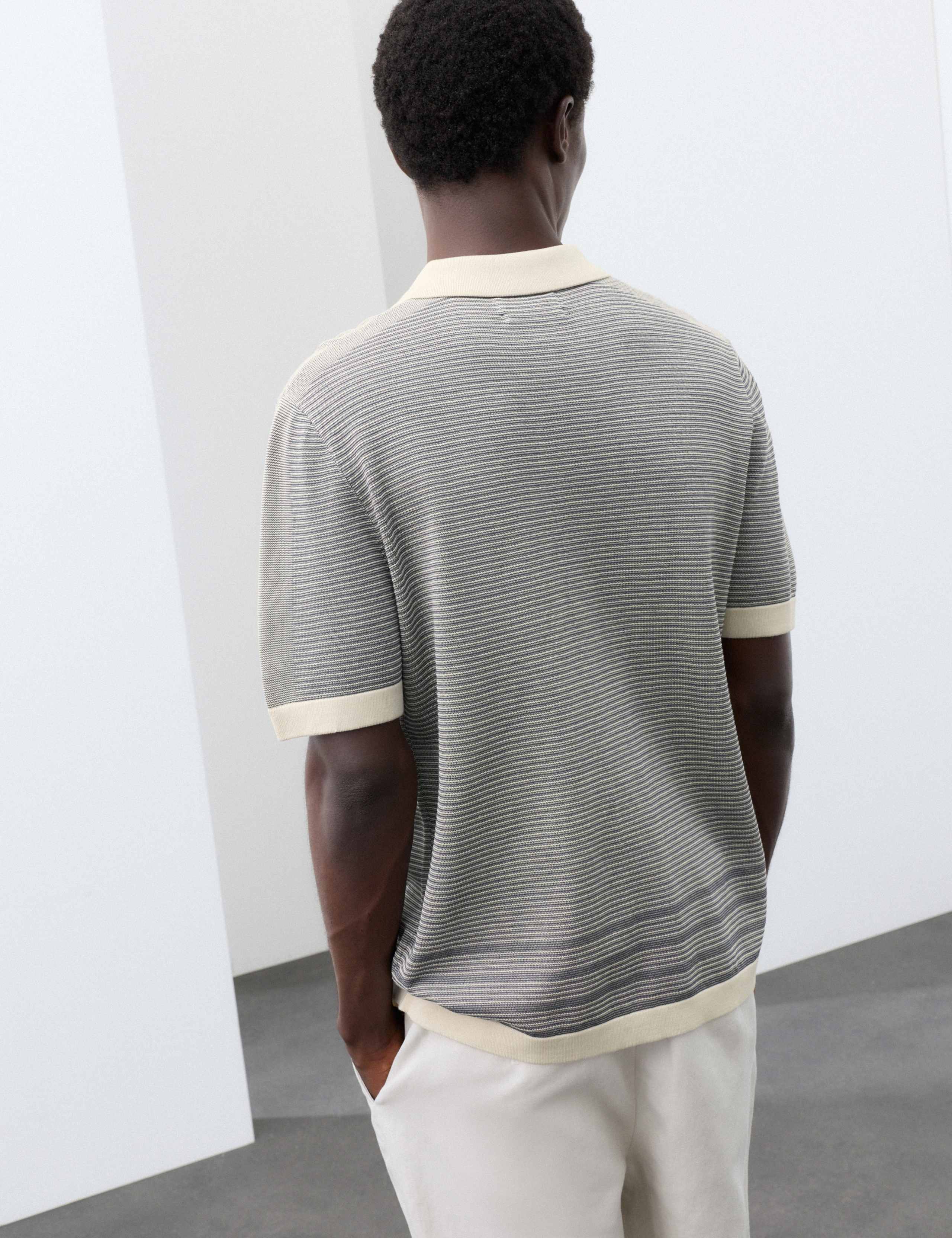 Pure Cotton Button Through Knitted Polo Shirt 3 of 7