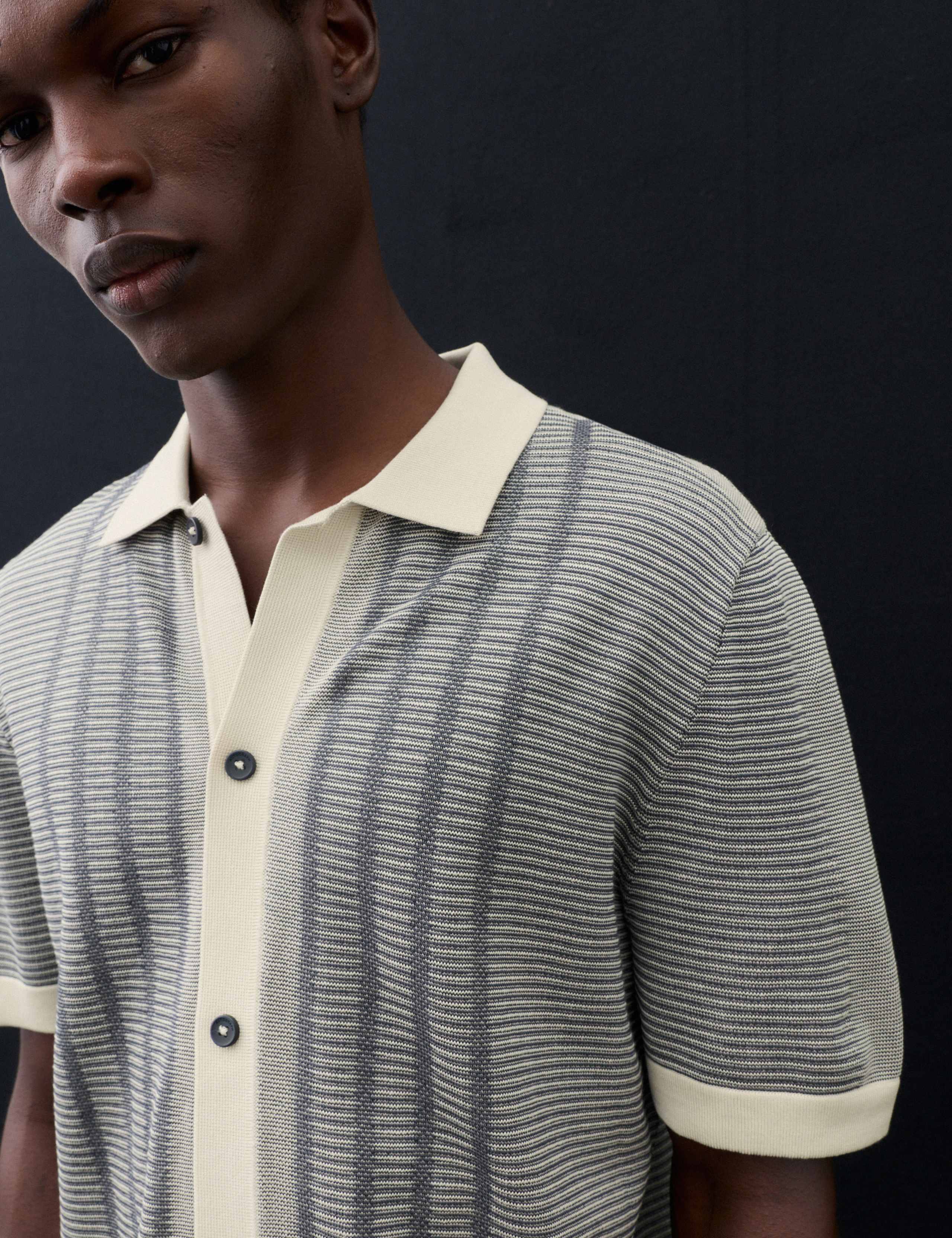 Pure Cotton Button Through Knitted Polo Shirt 6 of 7