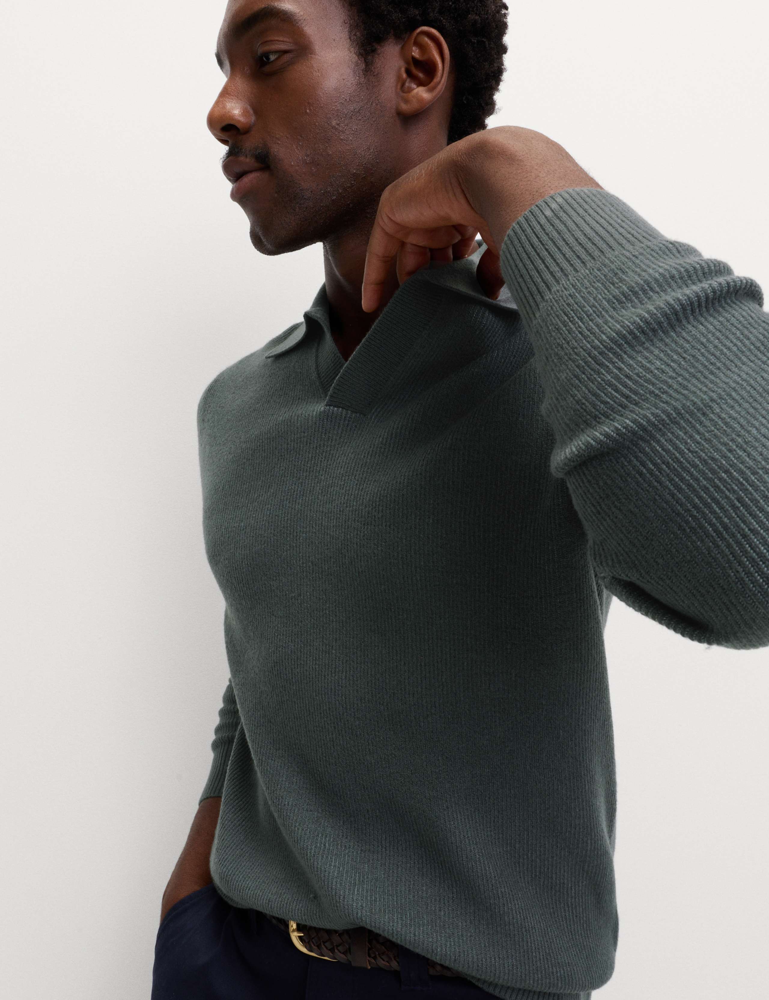 Air-Yarn Ribbed Knitted Polo Shirt 6 of 6