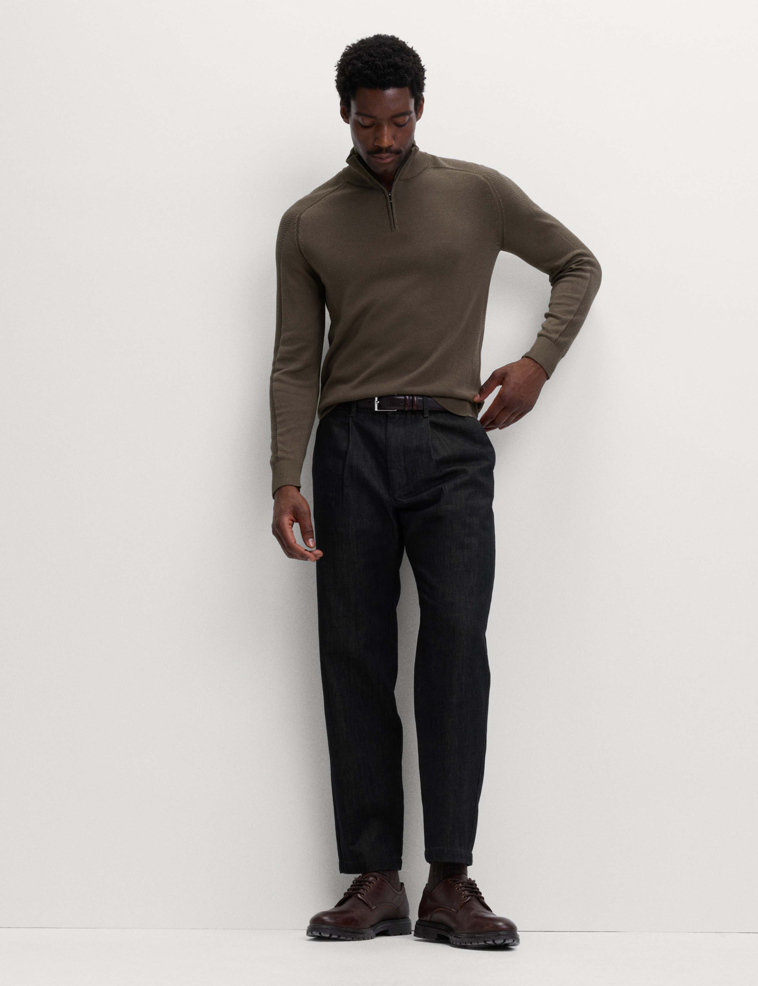 Cotton Modal Blend Half Zip Textured Jumper 3 of 6