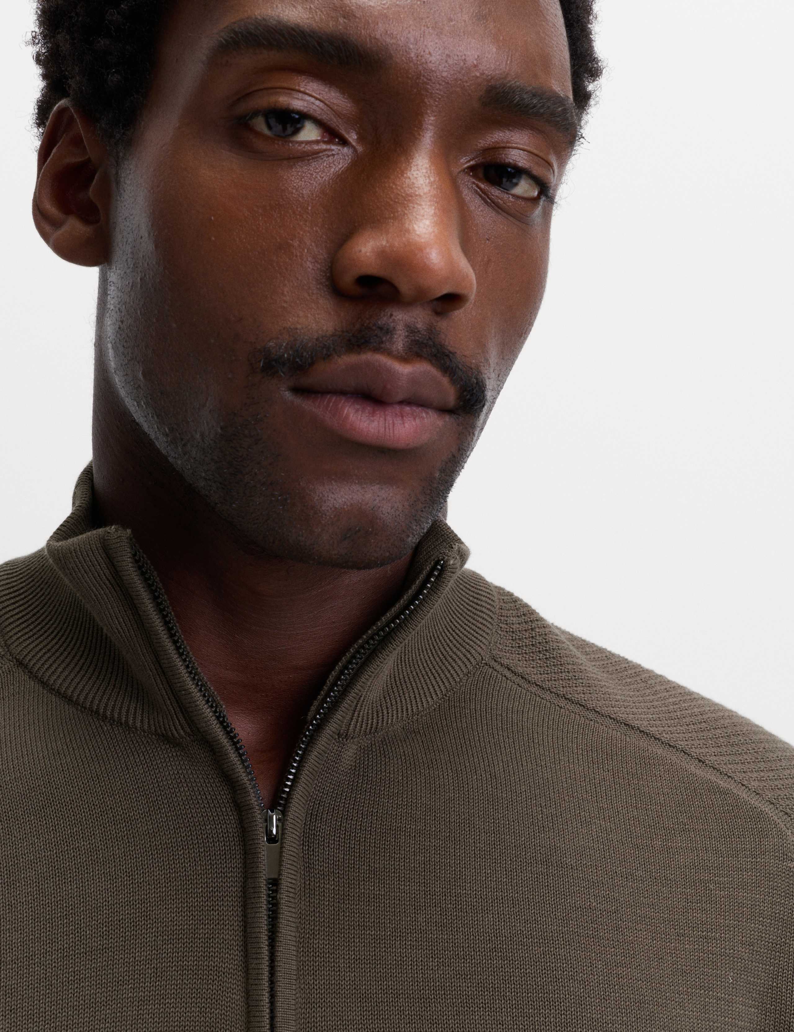 Cotton Modal Blend Half Zip Textured Jumper 4 of 6