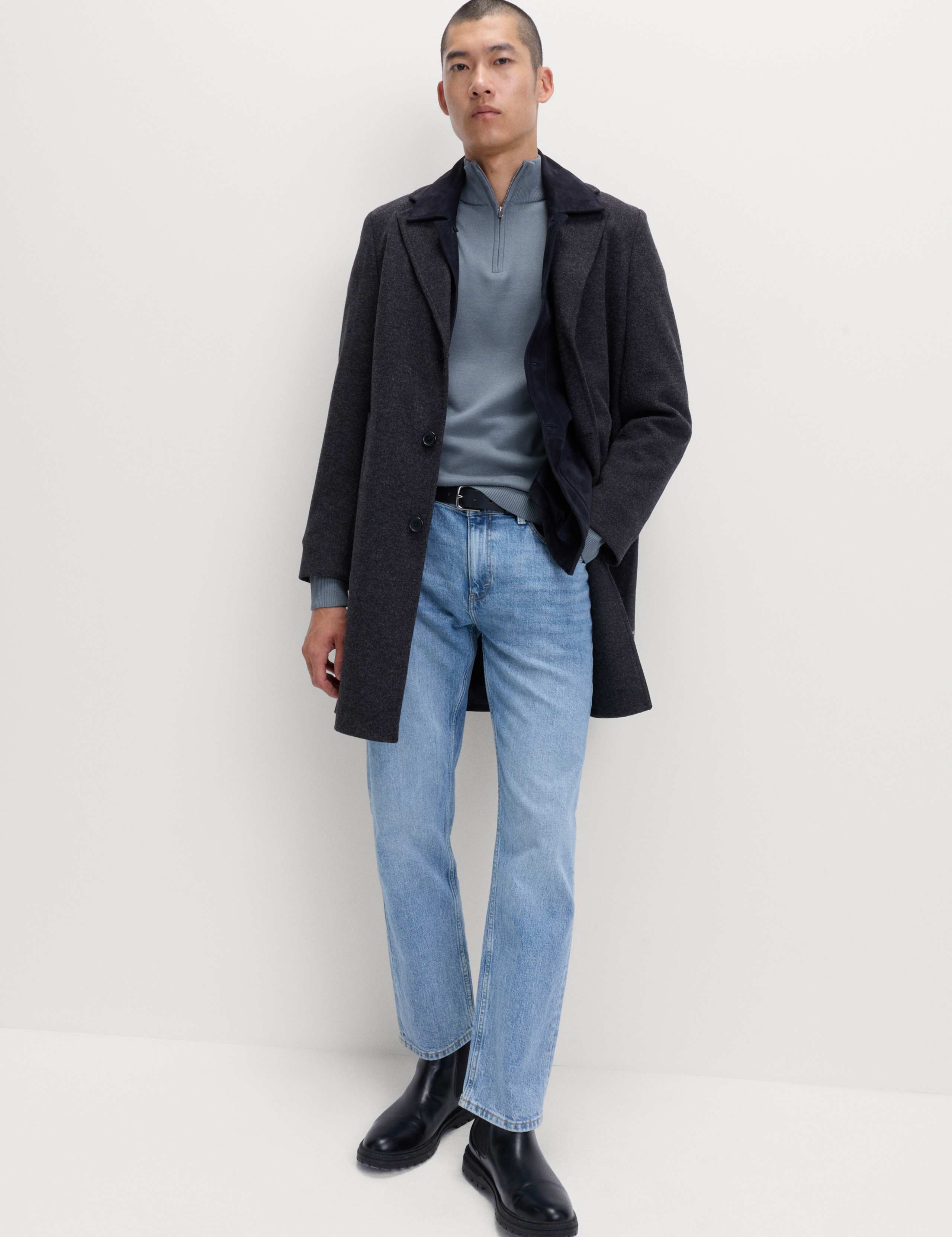 Cotton Modal Blend Half Zip Textured Jumper 3 of 7