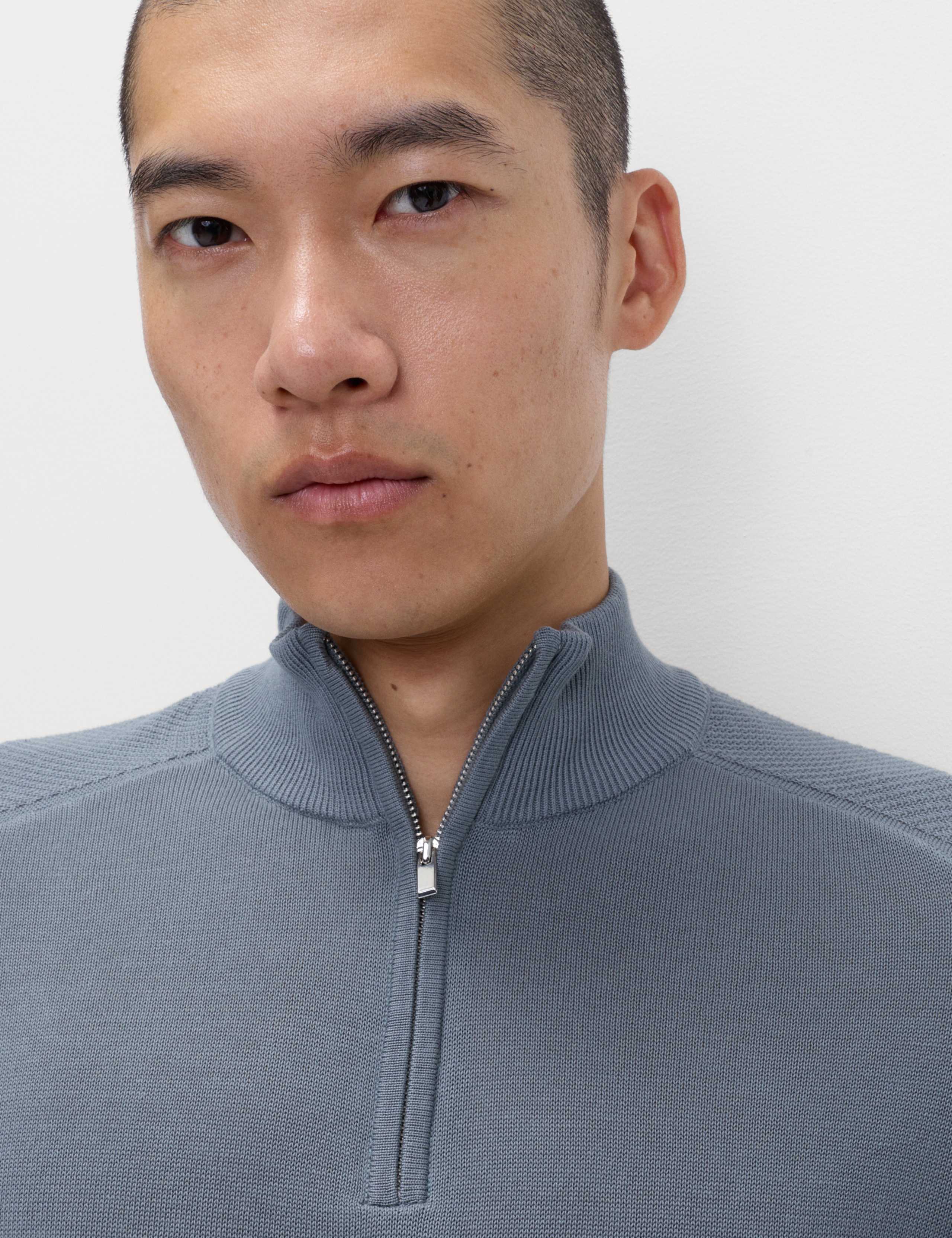 Cotton Modal Blend Half Zip Textured Jumper 6 of 7