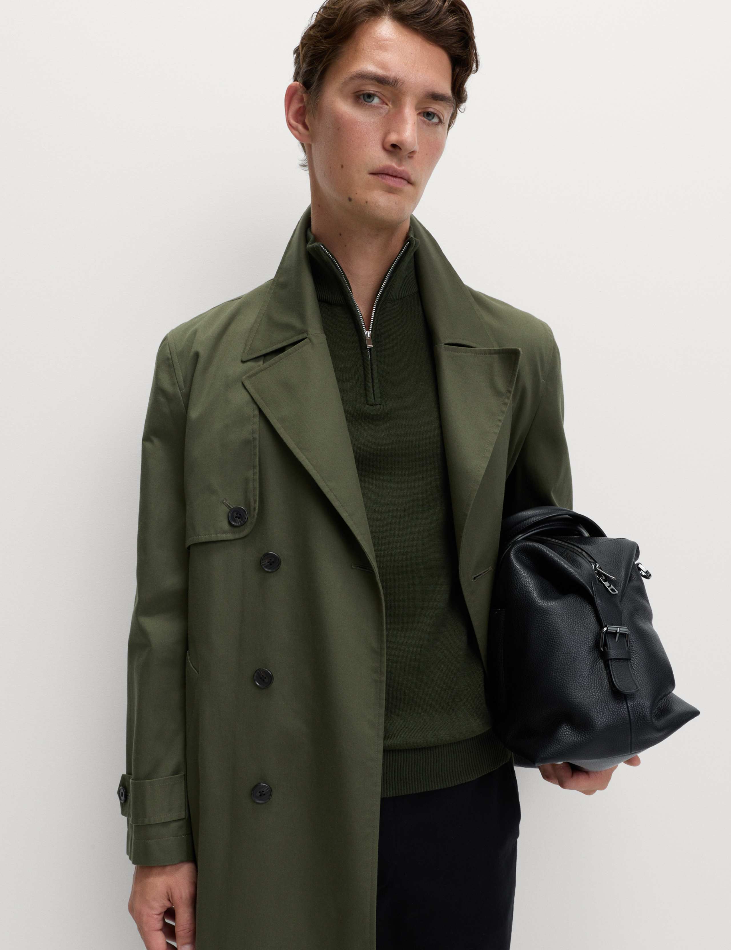 Cotton Modal Blend Half Zip Textured Jumper 5 of 5