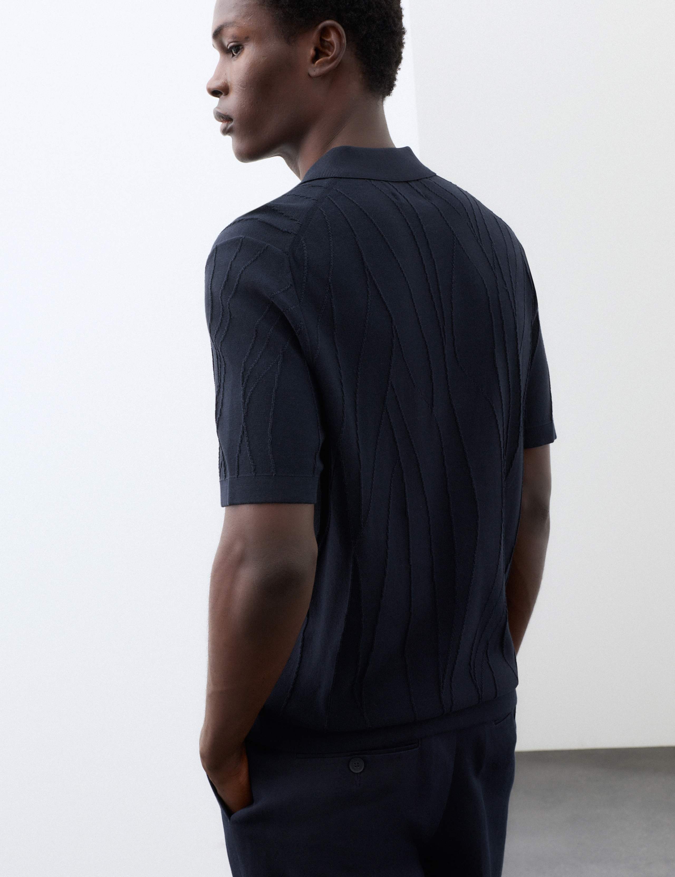 Pure Cotton Wavy Textured Polo Shirt 3 of 5