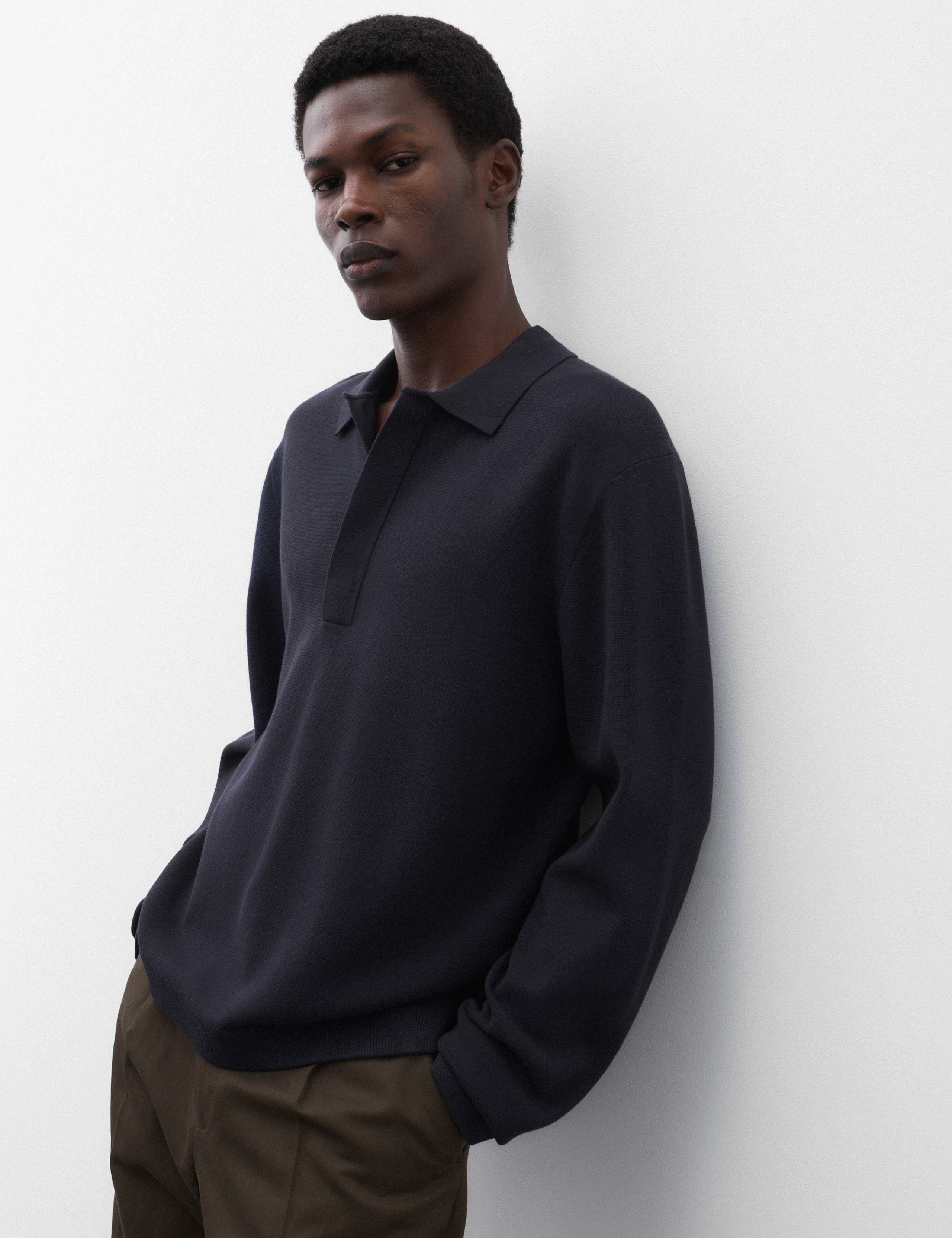 Long Sleeve Knitted Polo Shirt 1 of 7