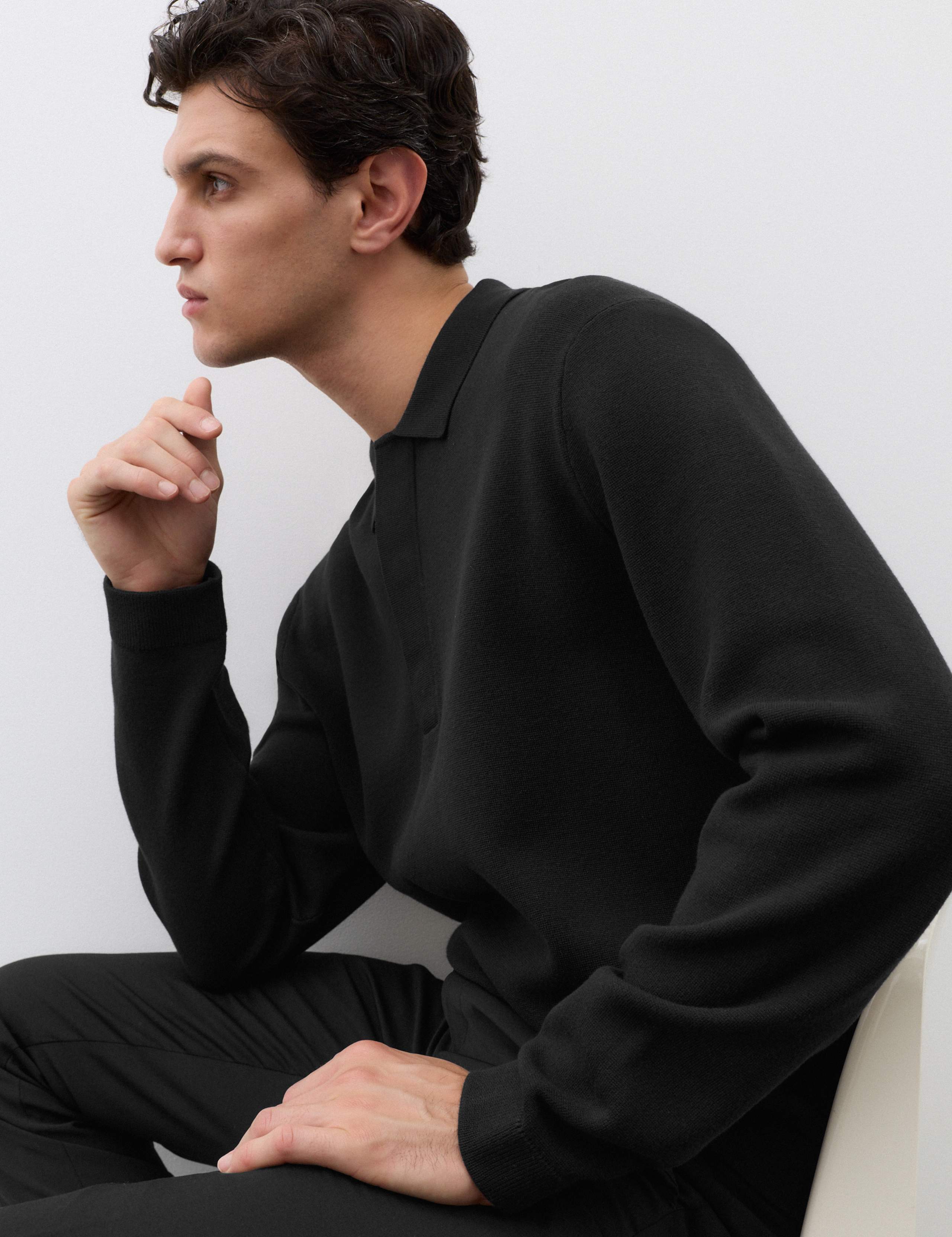 Long Sleeve Knitted Polo Shirt 5 of 8