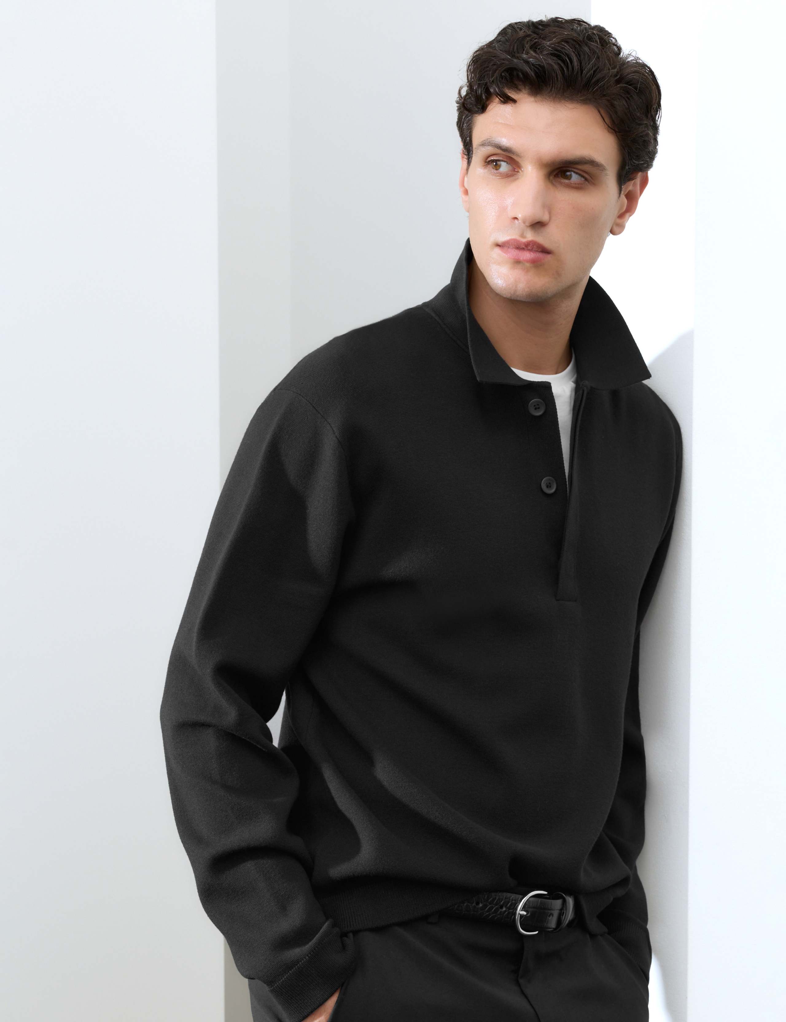 Long Sleeve Knitted Polo Shirt 7 of 8