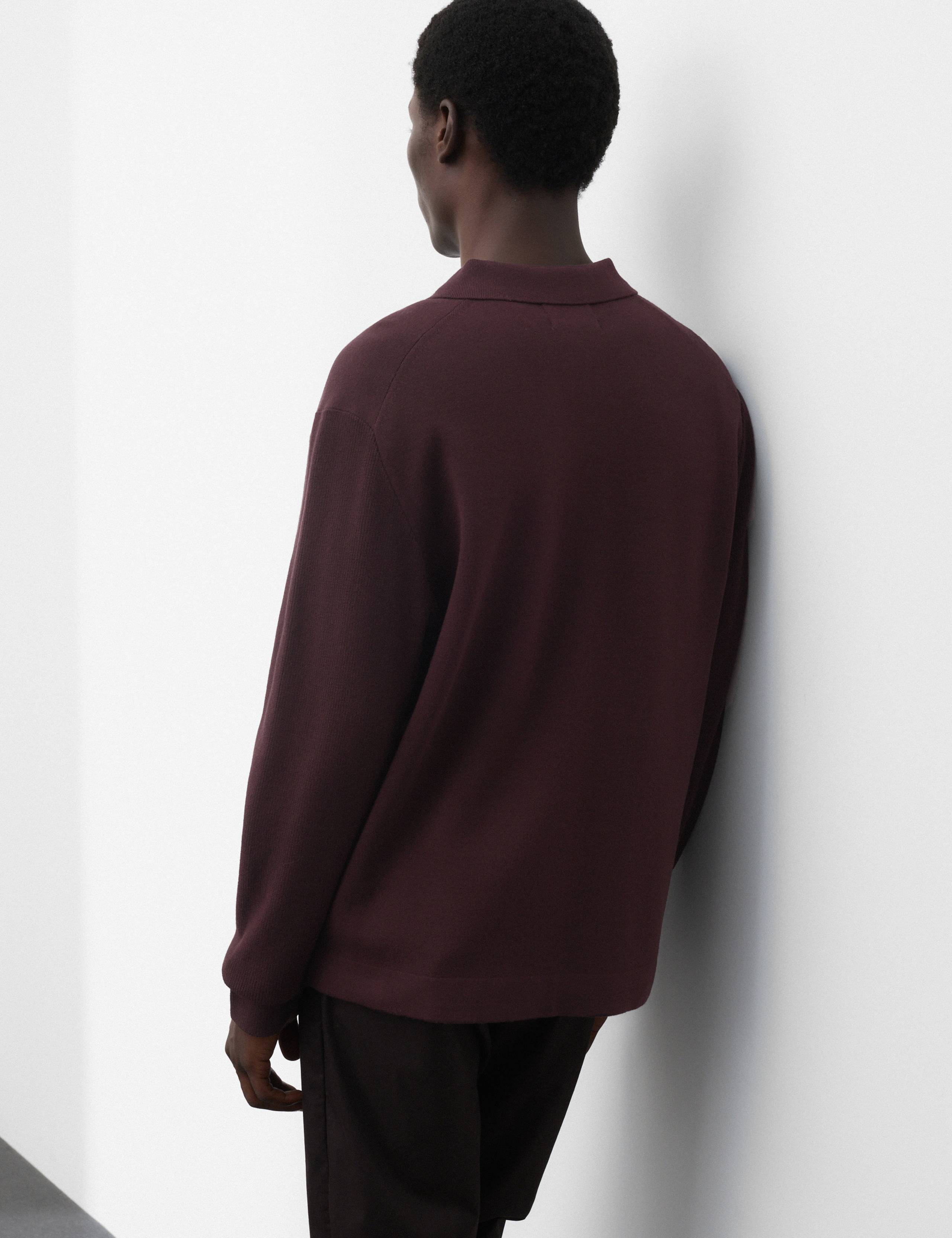 Half Zip Ribbed Long Sleeve Knitted Polo Shirt 3 of 6