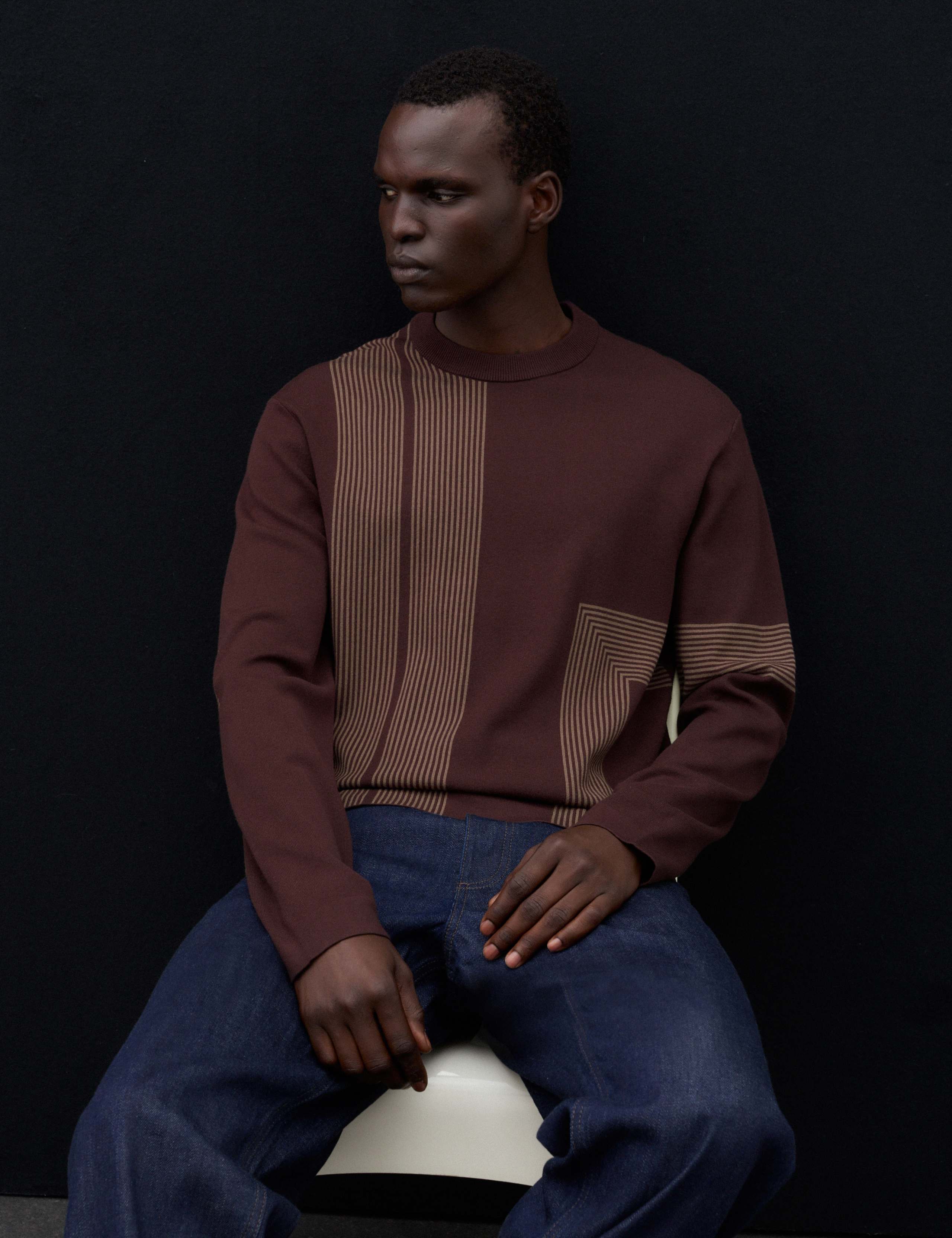 Abstract Linear Rib Crew Neck Jumper 4 of 7