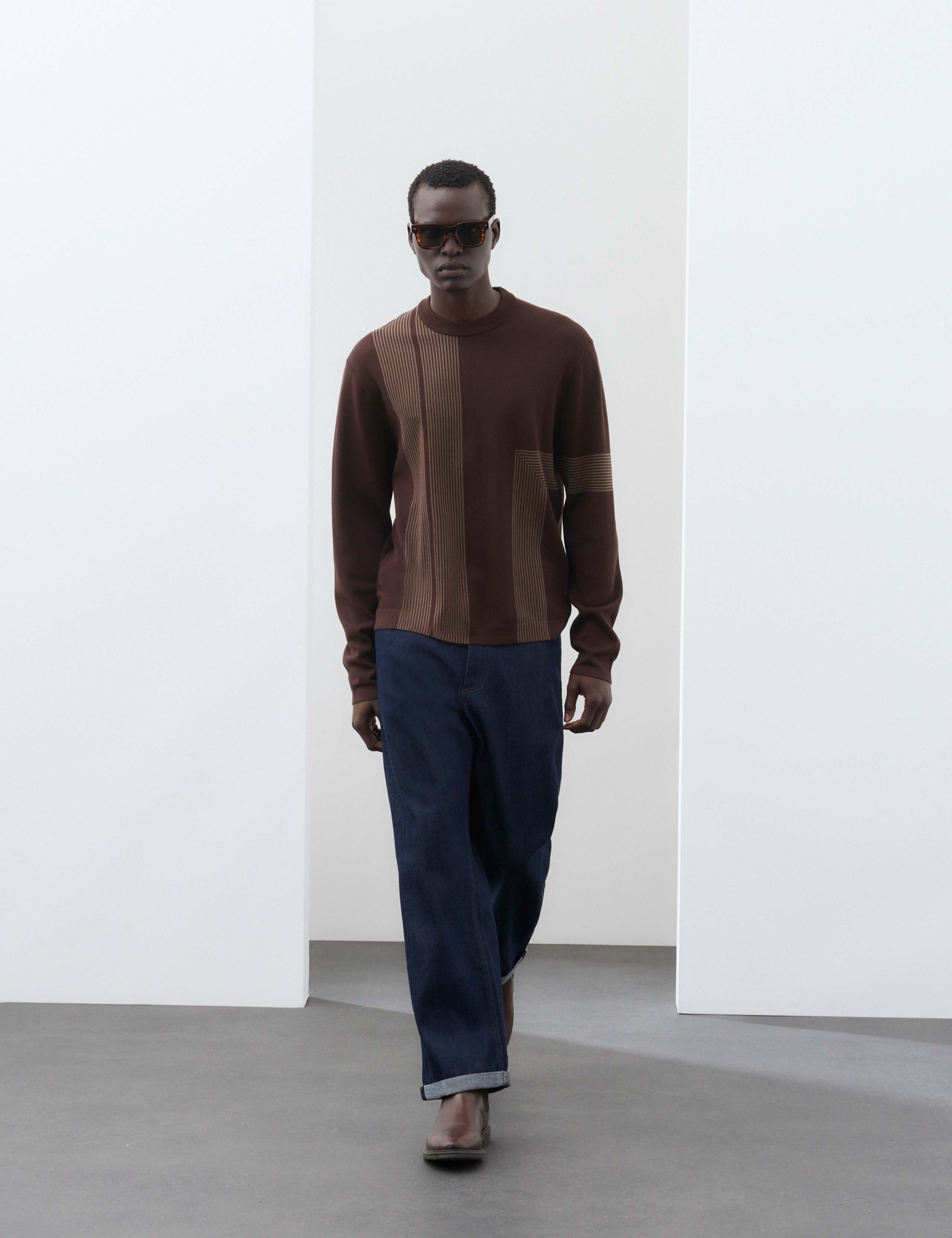 Abstract Linear Rib Crew Neck Jumper 5 of 7