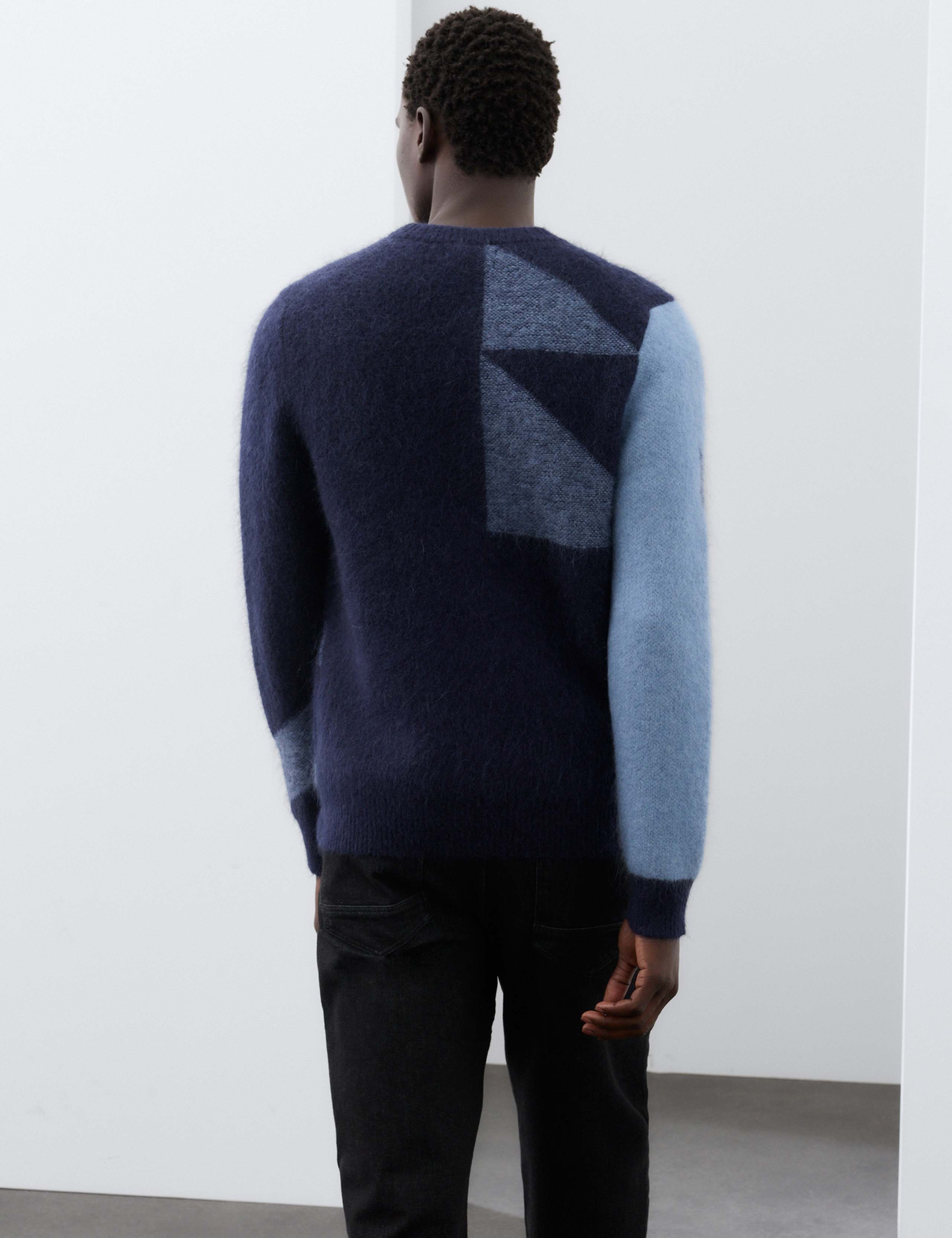 Merino Wool Blend Geometric Crew Neck Jumper 6 of 7
