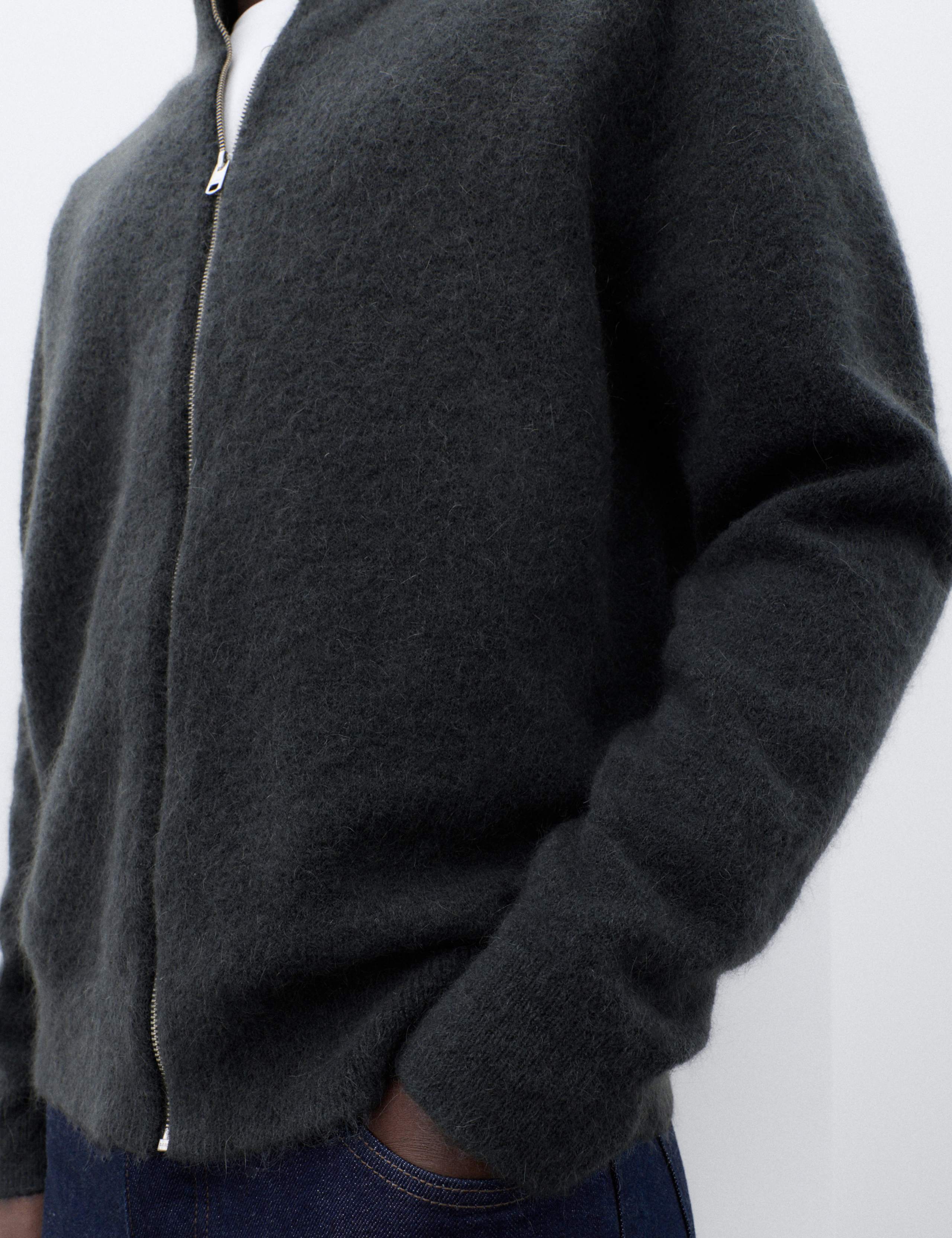 Merino Wool Blend Funnel Neck Zip Up Cardigan 7 of 7