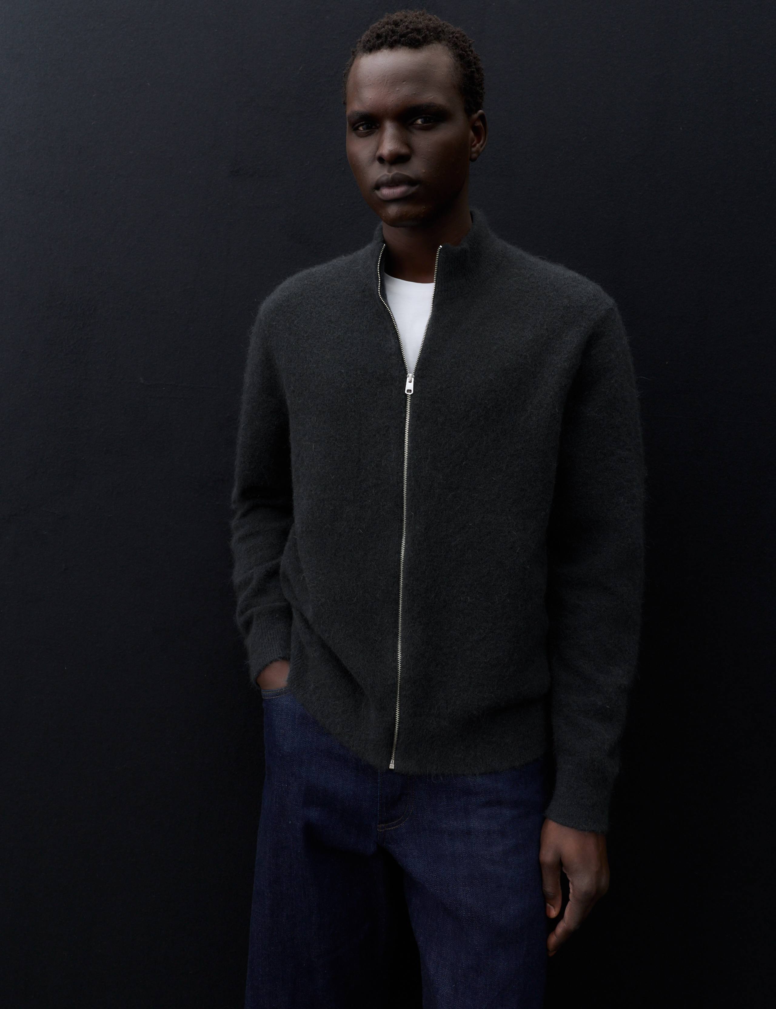 Merino Wool Blend Funnel Neck Zip Up Cardigan 3 of 7