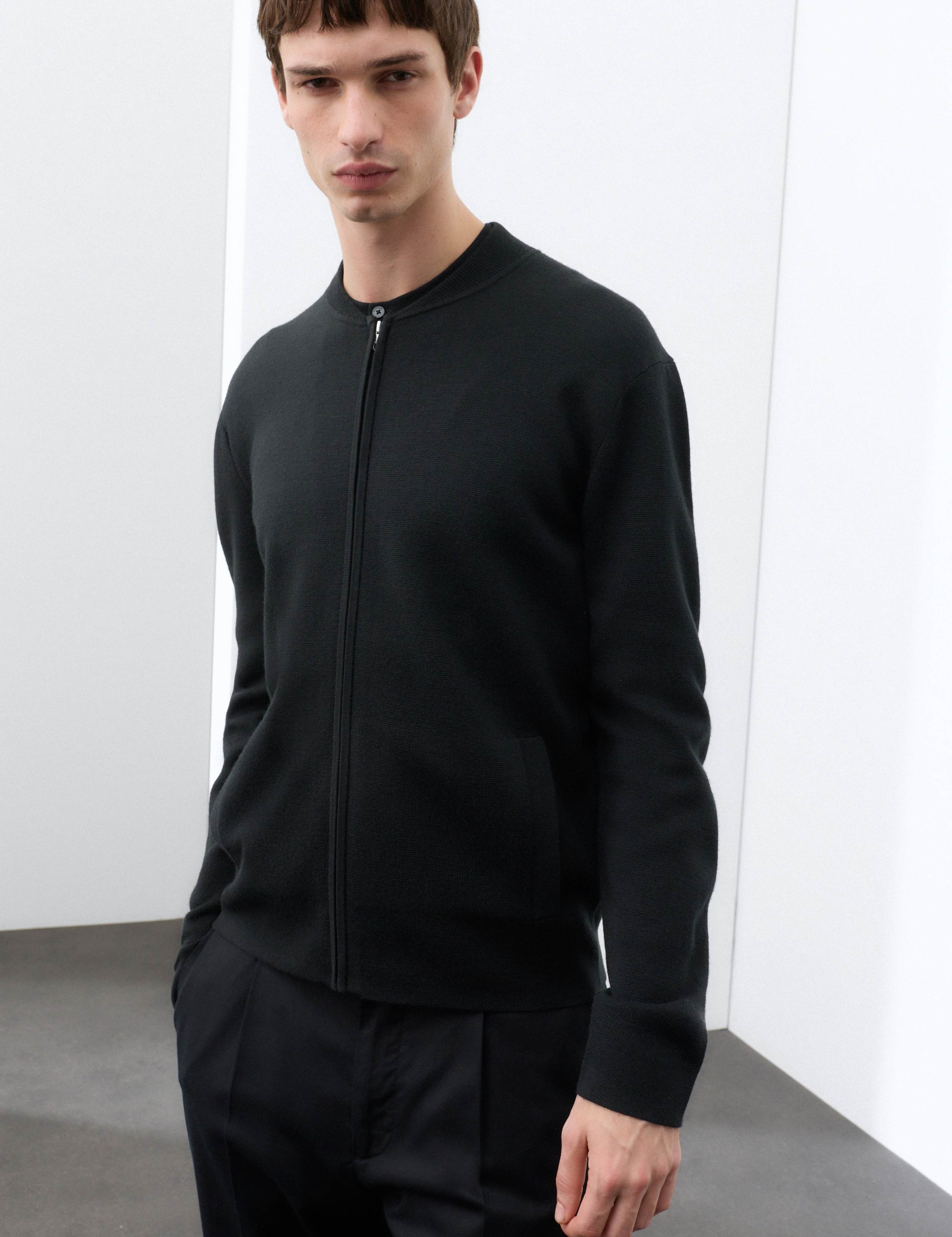 Merino Wool Blend Knitted Bomber 1 of 7