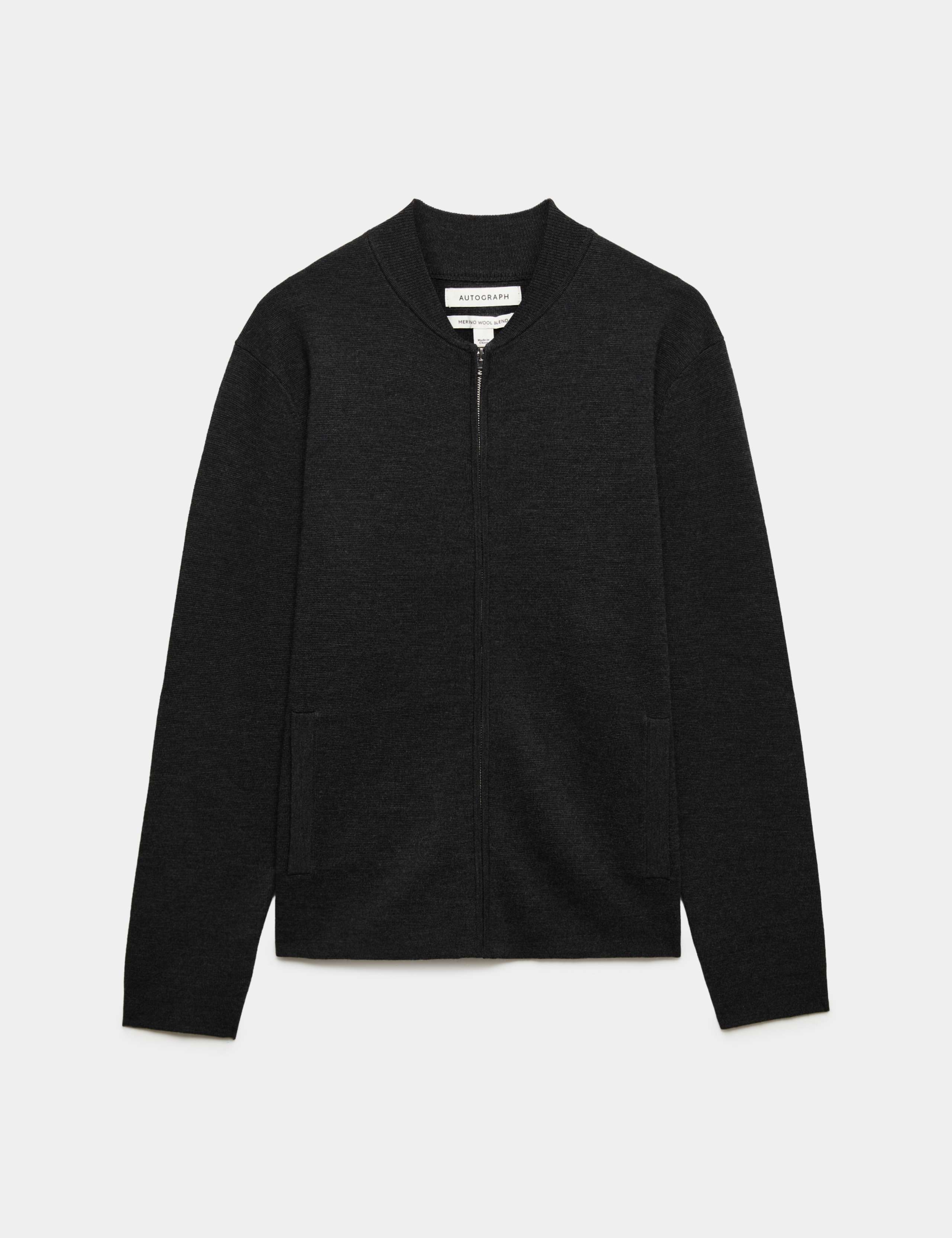 Merino Wool Blend Knitted Bomber 2 of 7