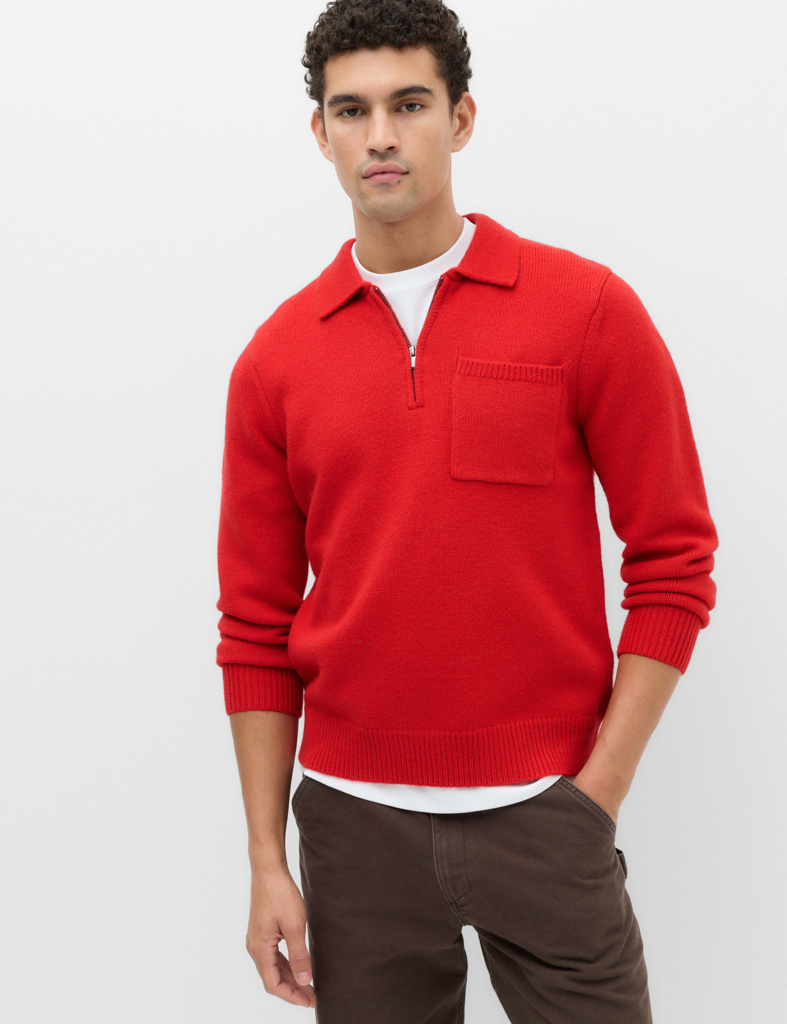 Quarter Zip Knitted Polo Shirt 1 of 7