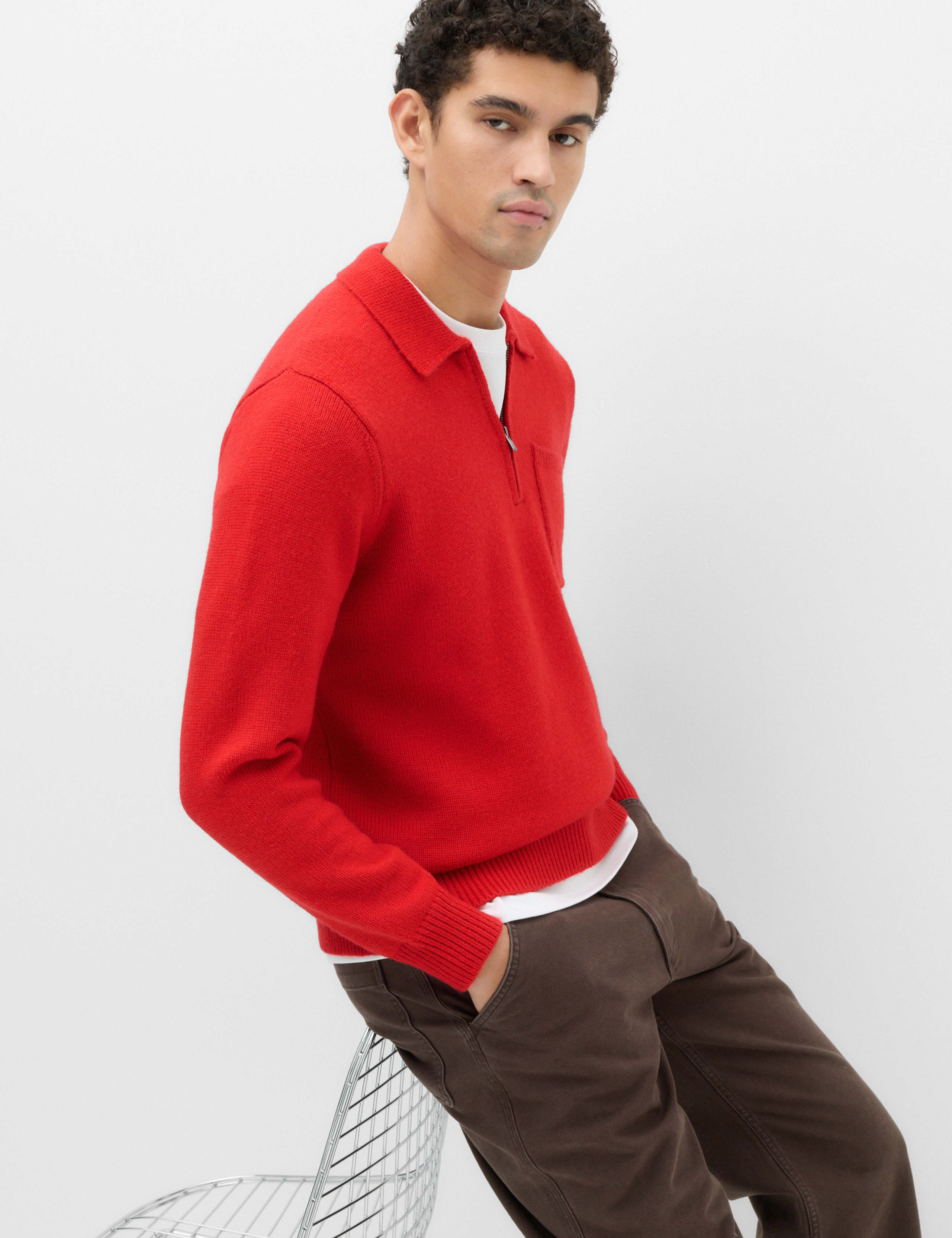 Quarter Zip Knitted Polo Shirt 7 of 7