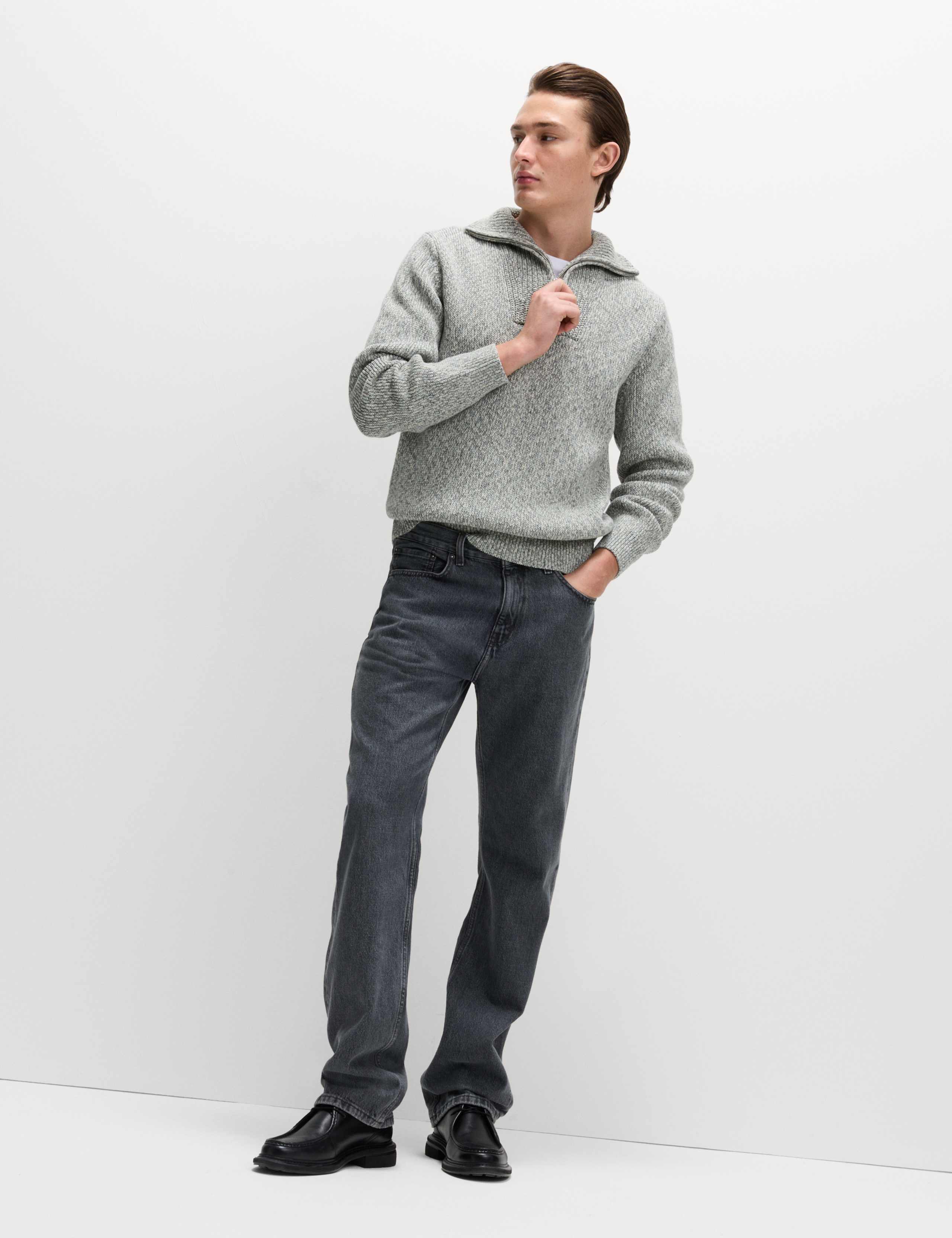 Pure Cotton Half Zip Funnel Neck Jumper 1 of 6