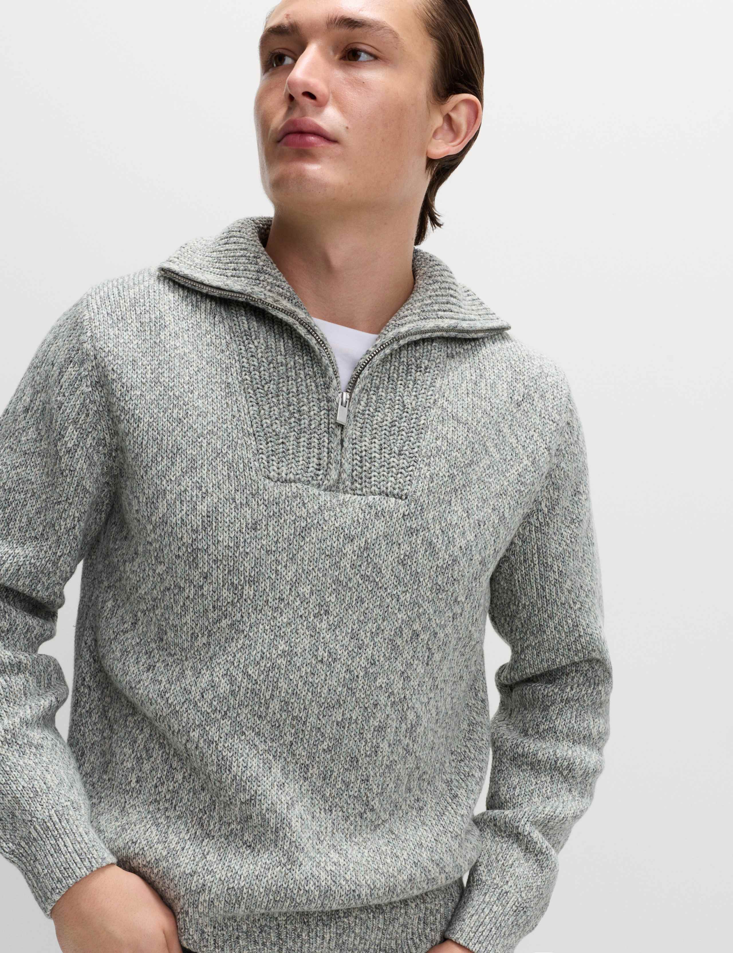 Pure Cotton Half Zip Funnel Neck Jumper 3 of 6