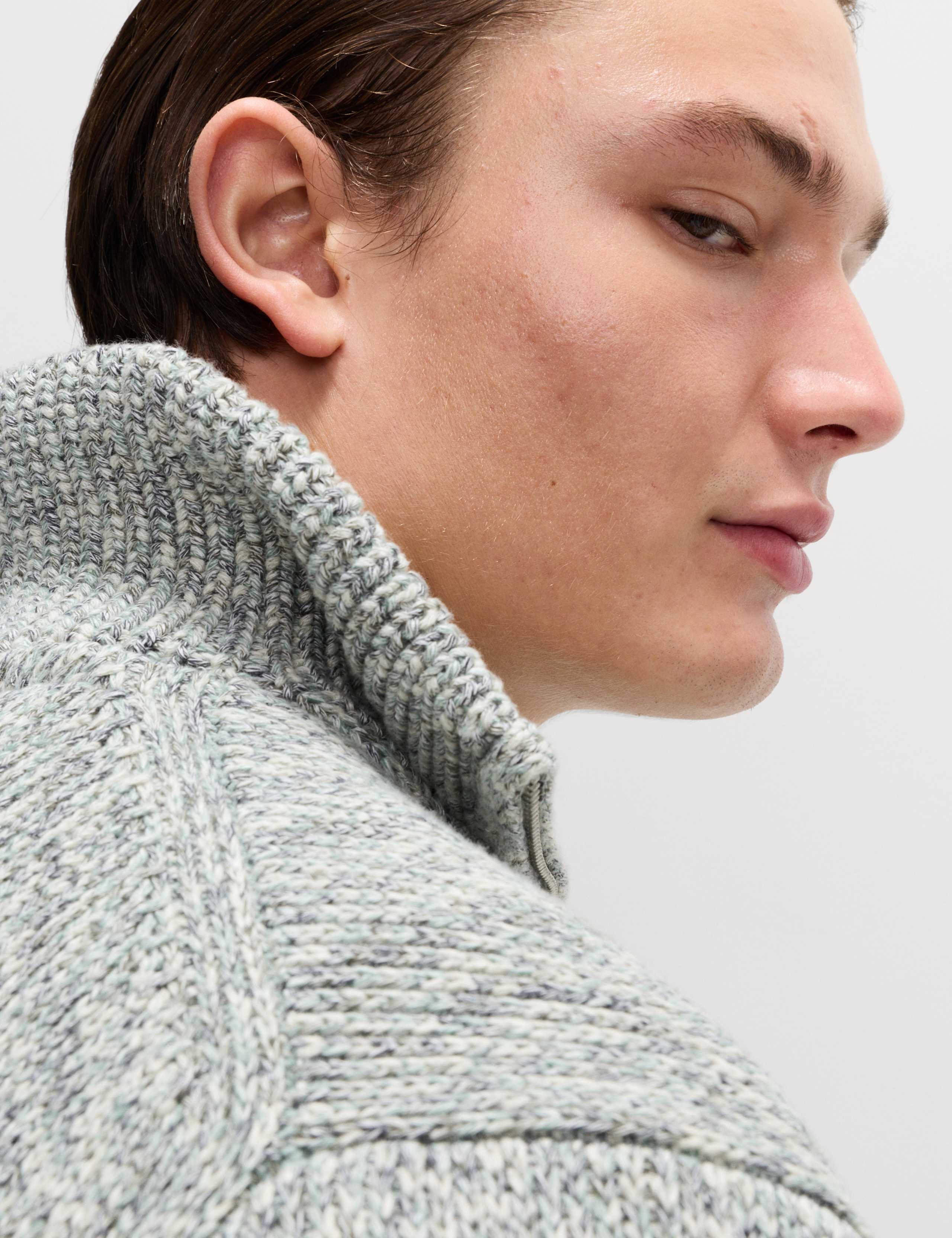 Pure Cotton Half Zip Funnel Neck Jumper 5 of 6