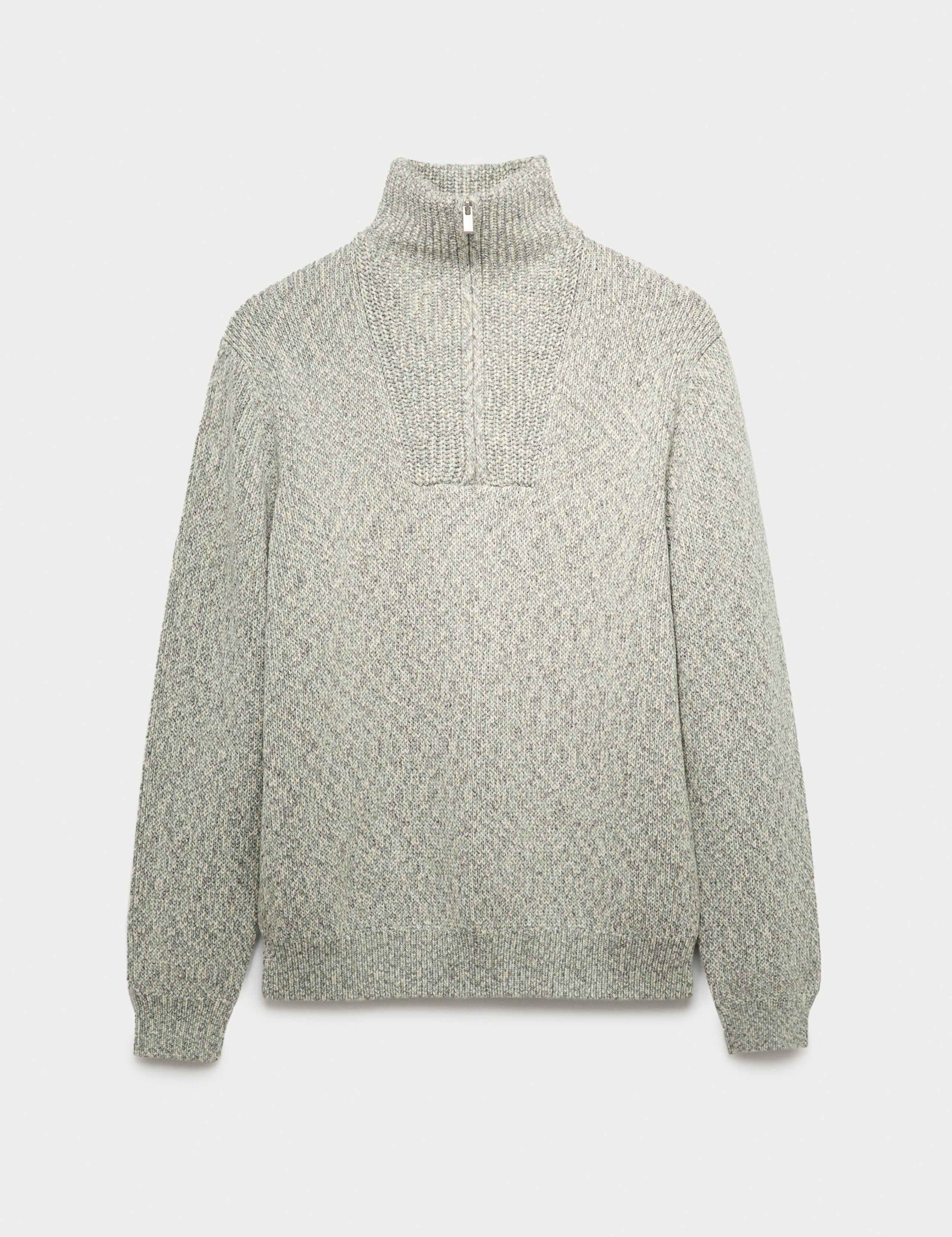 Pure Cotton Half Zip Funnel Neck Jumper 2 of 6