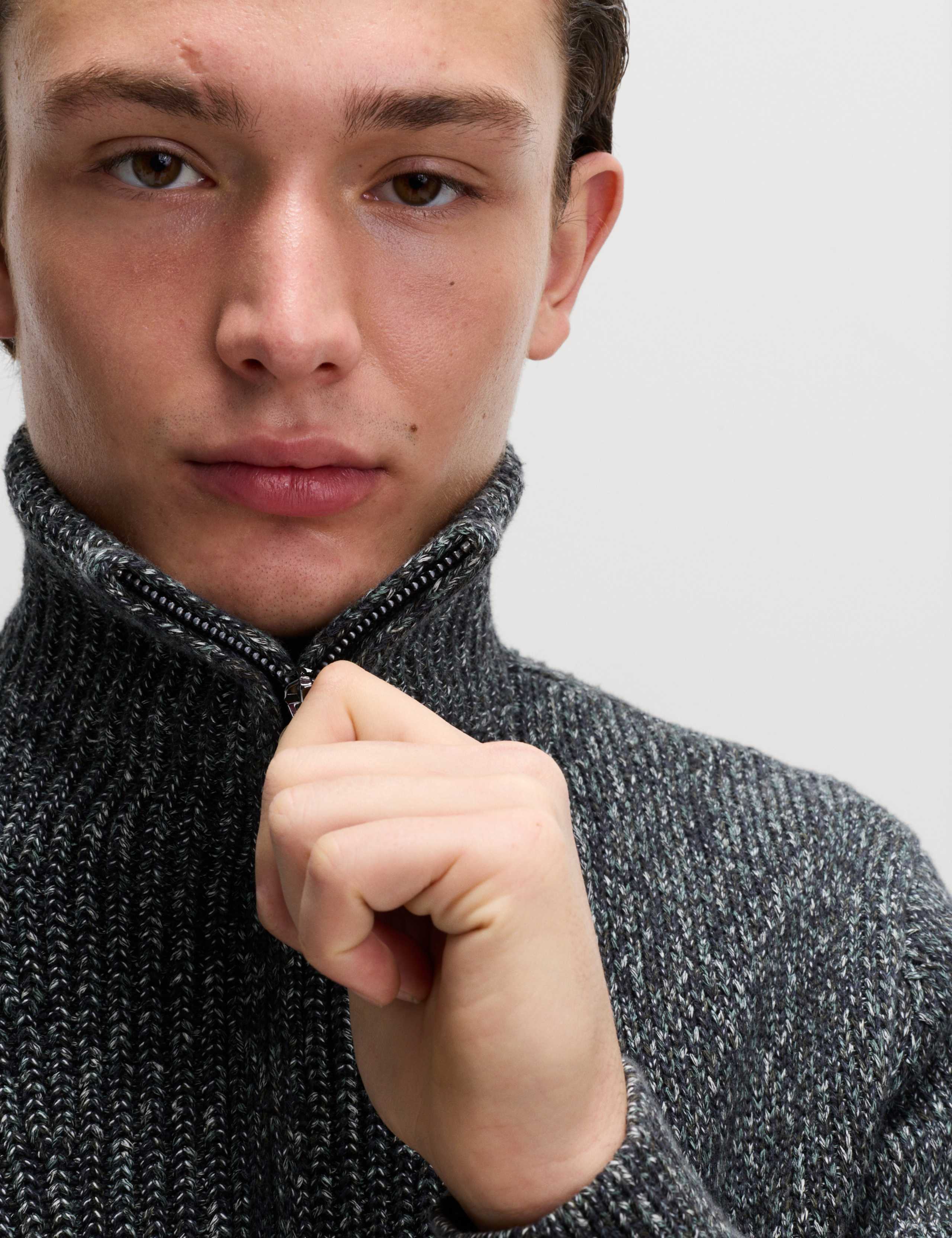 Pure Cotton Half Zip Funnel Neck Jumper 1 of 5