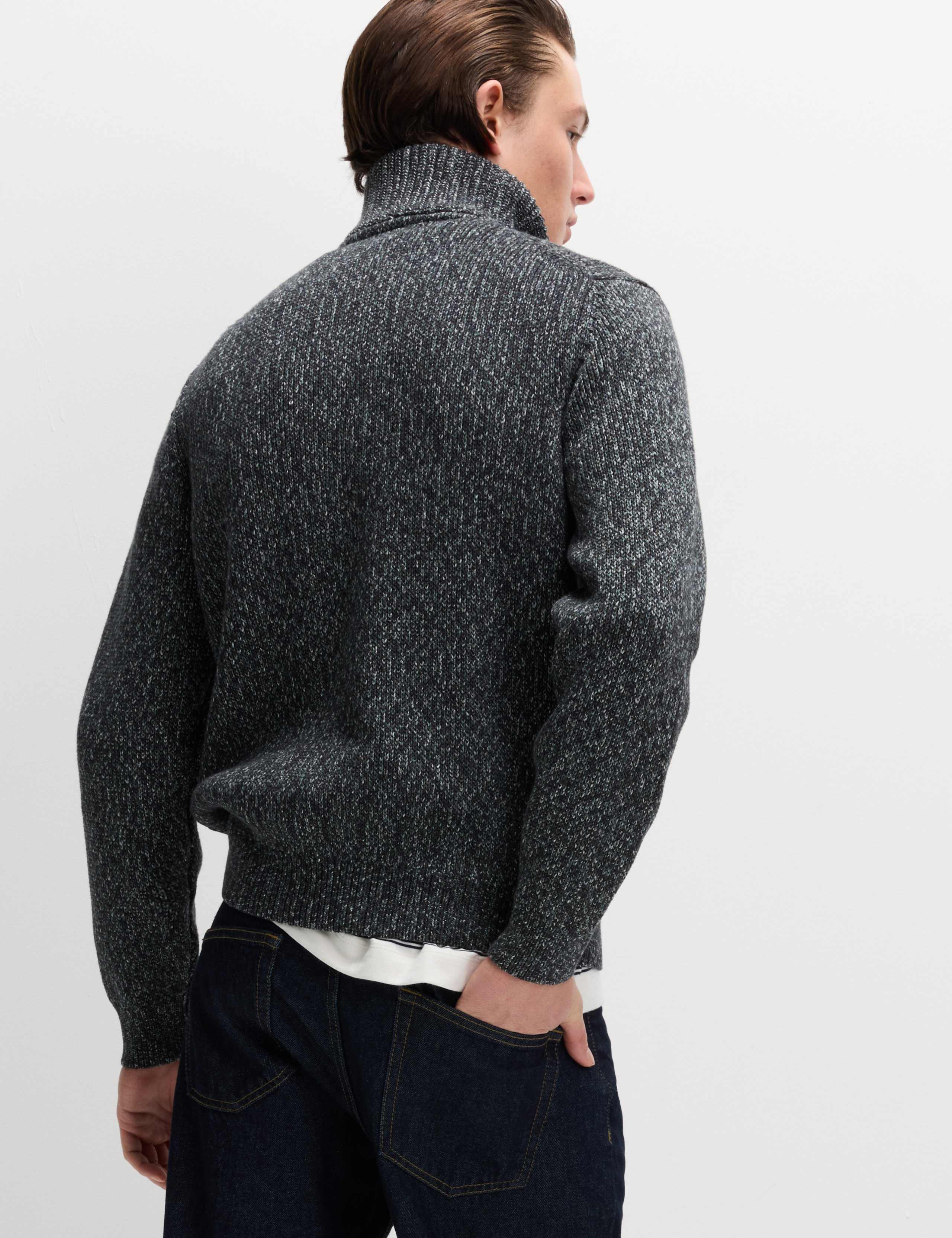 Pure Cotton Half Zip Funnel Neck Jumper 5 of 5