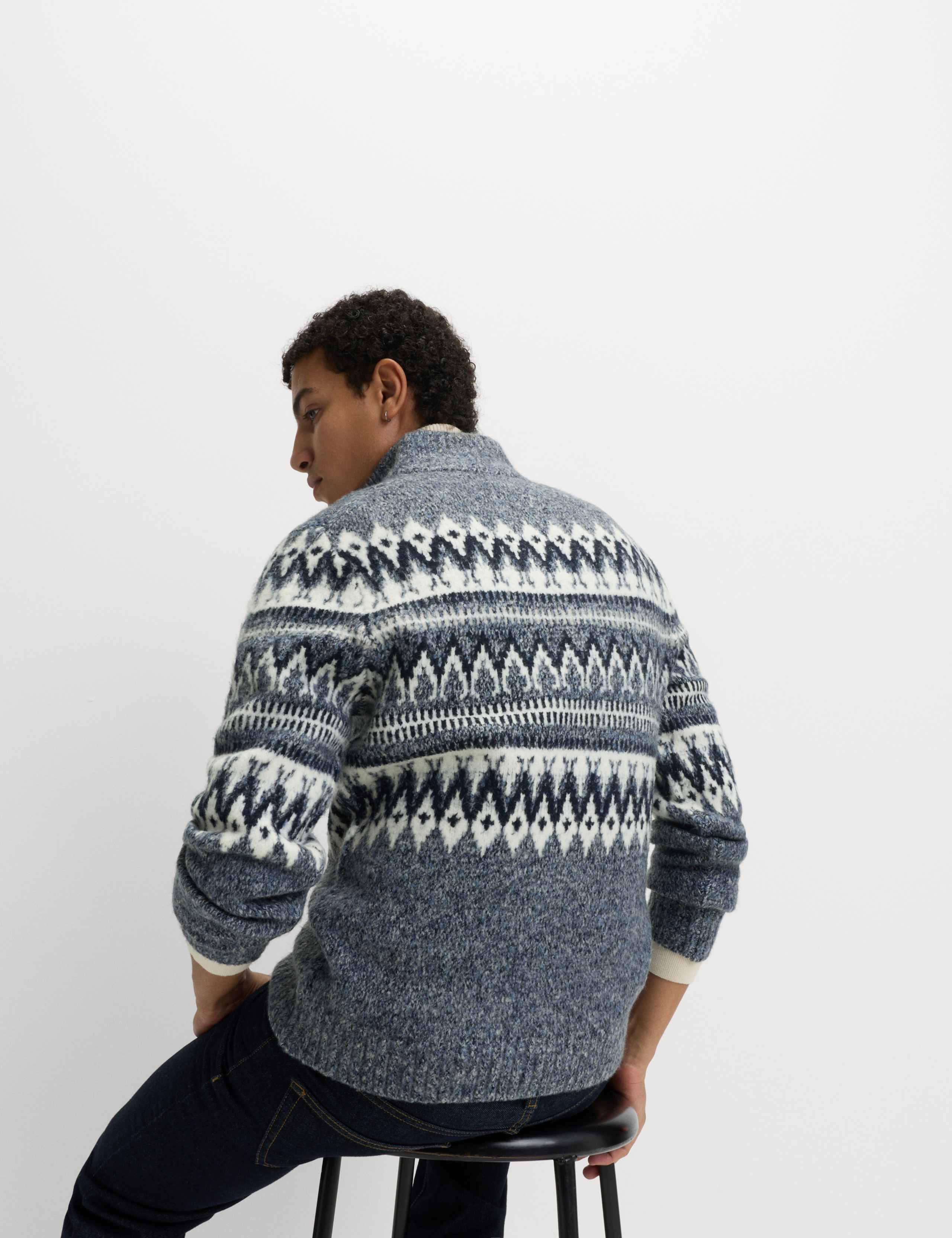 Fair Isle Half Zip Jumper with Wool 4 of 5