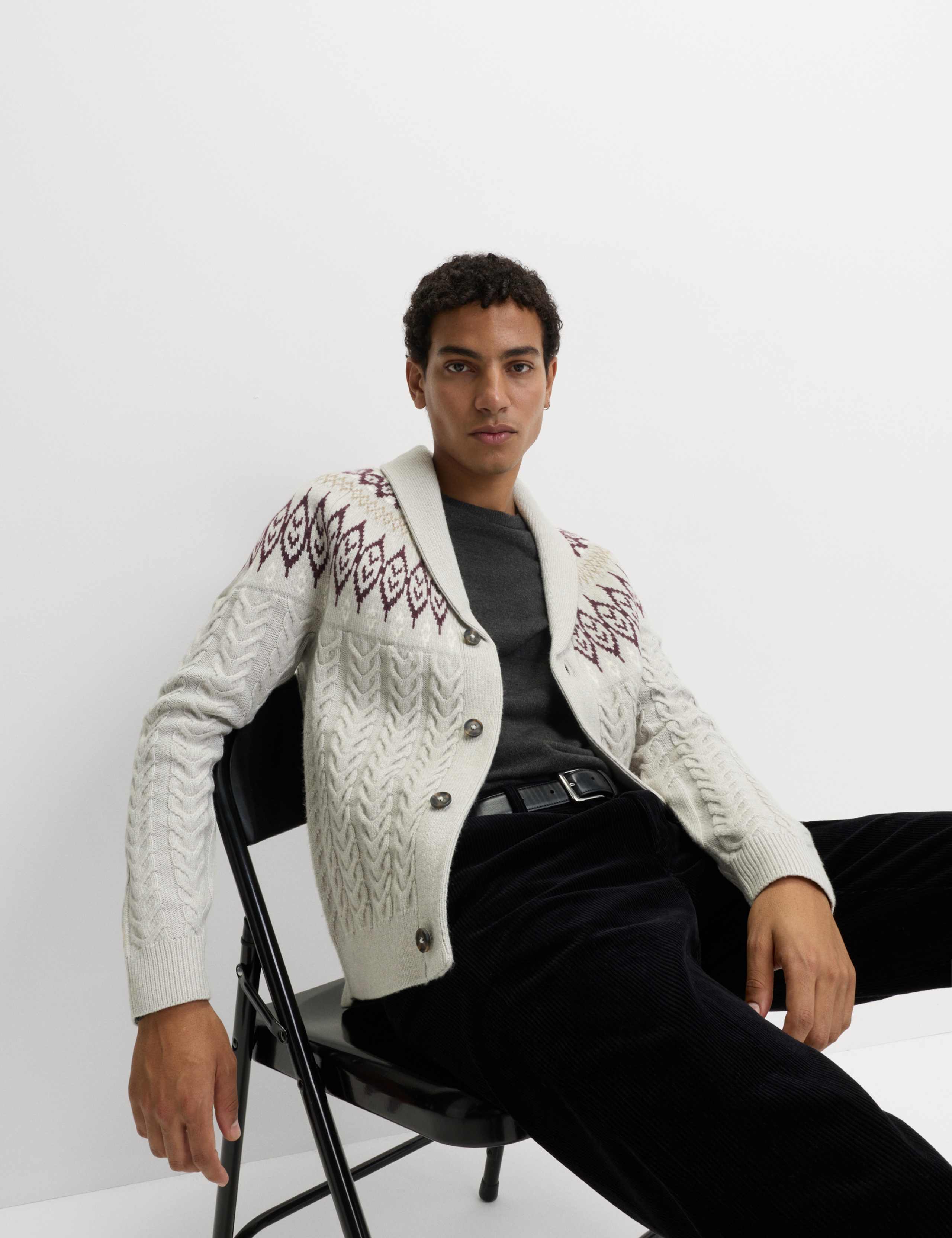 Fair Isle Cable Knit Cardigan 6 of 6