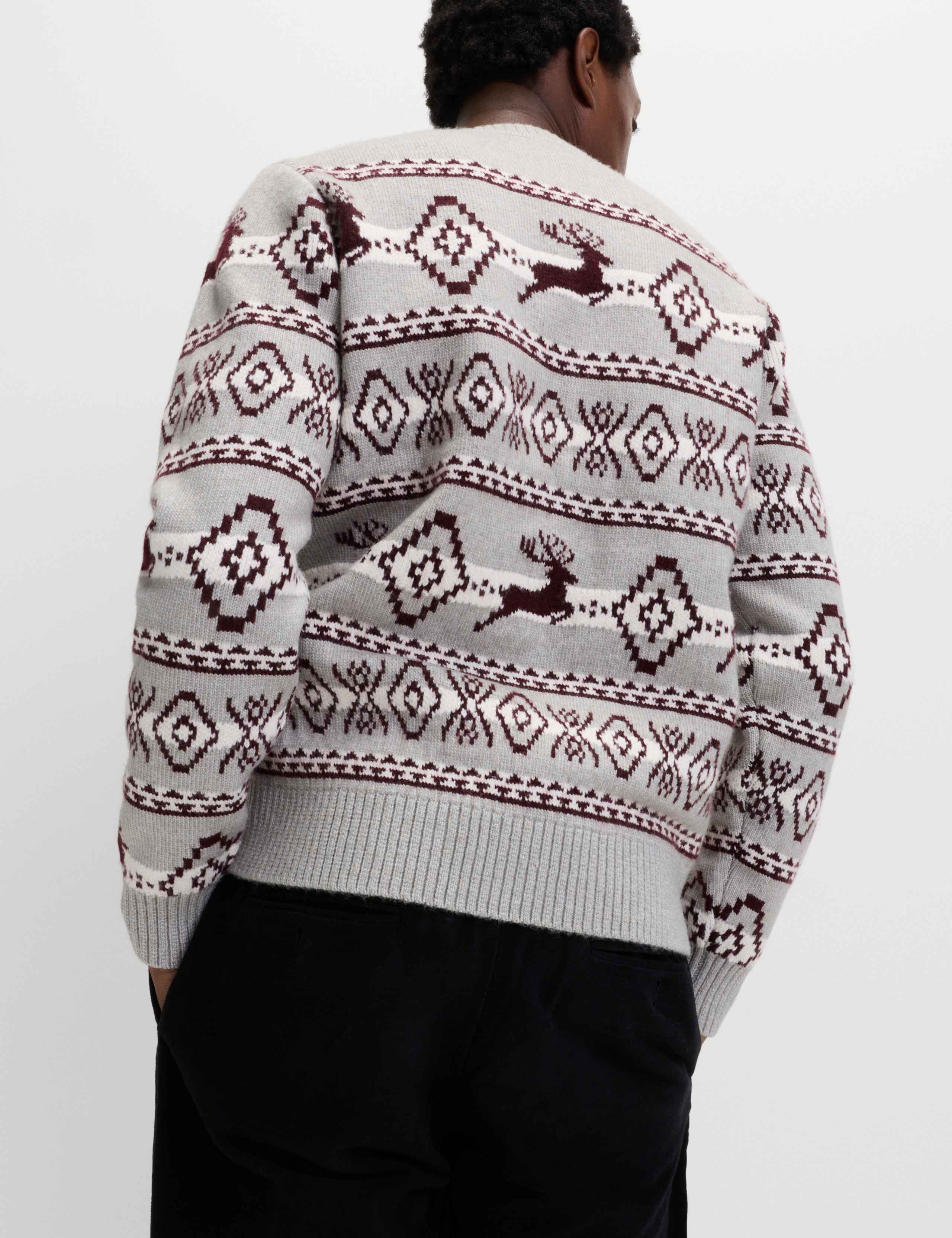 Stag Fair Isle Crew Neck Jumper with Wool 3 of 4