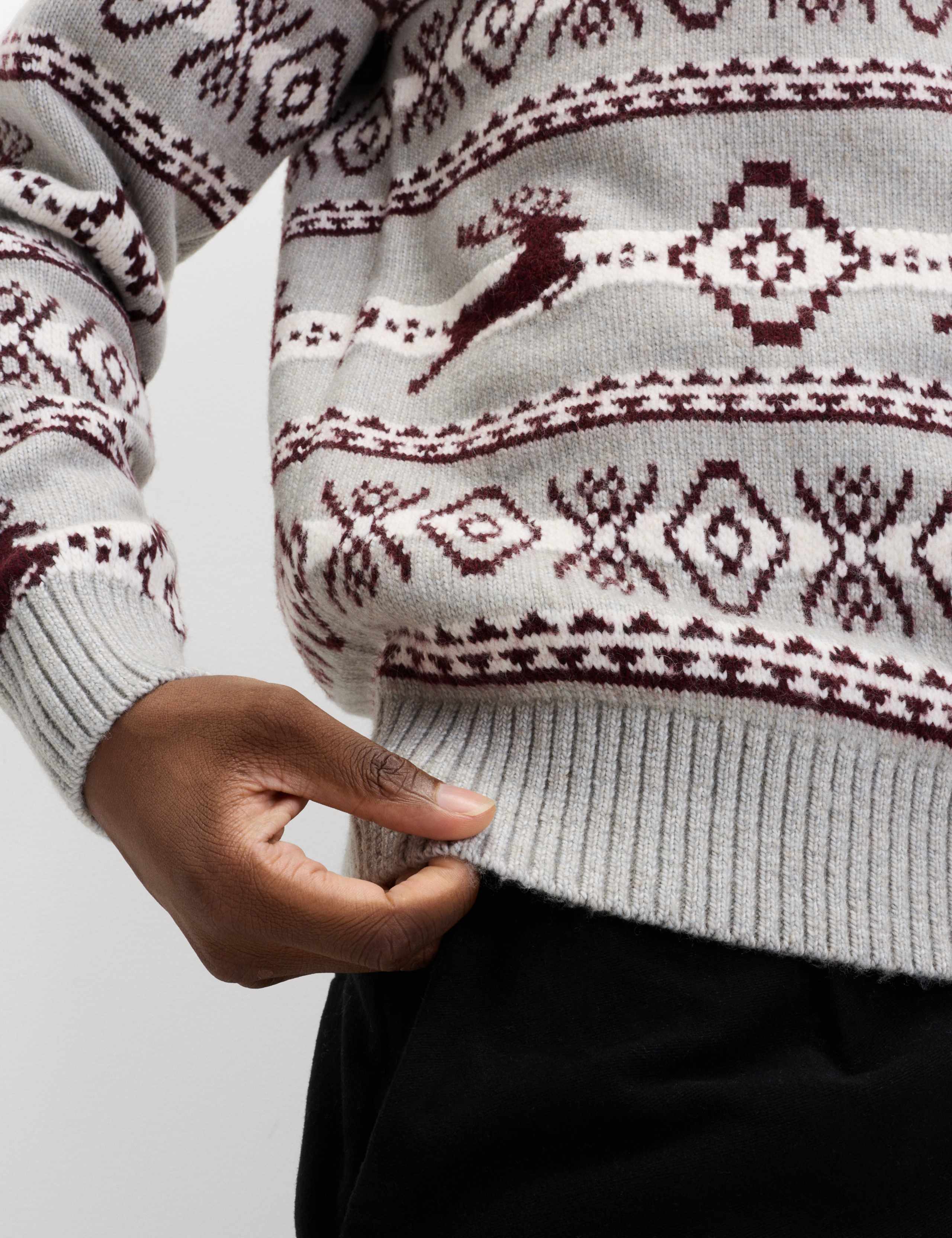 Stag Fair Isle Crew Neck Jumper with Wool 4 of 4