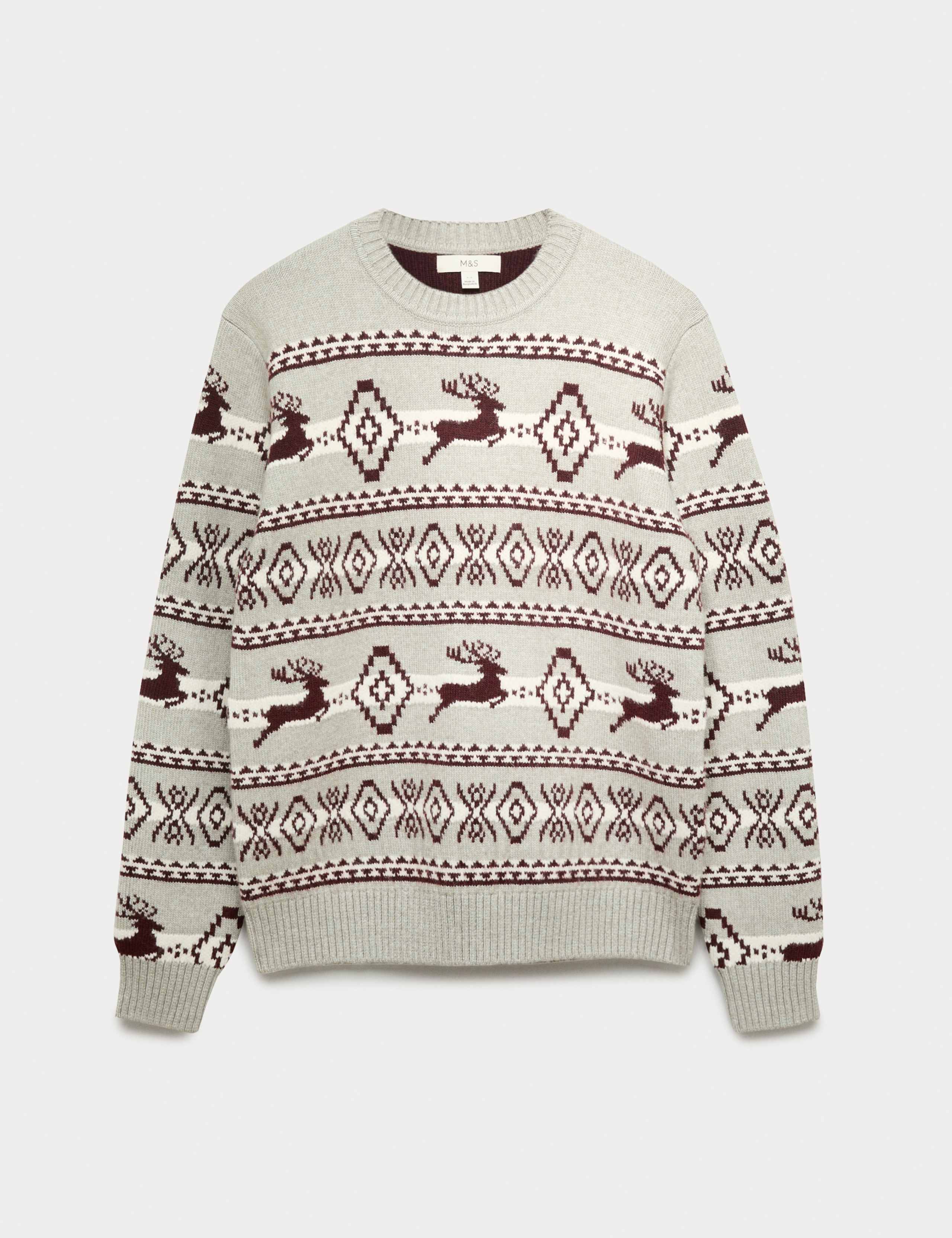 Stag Fair Isle Crew Neck Jumper with Wool 2 of 4