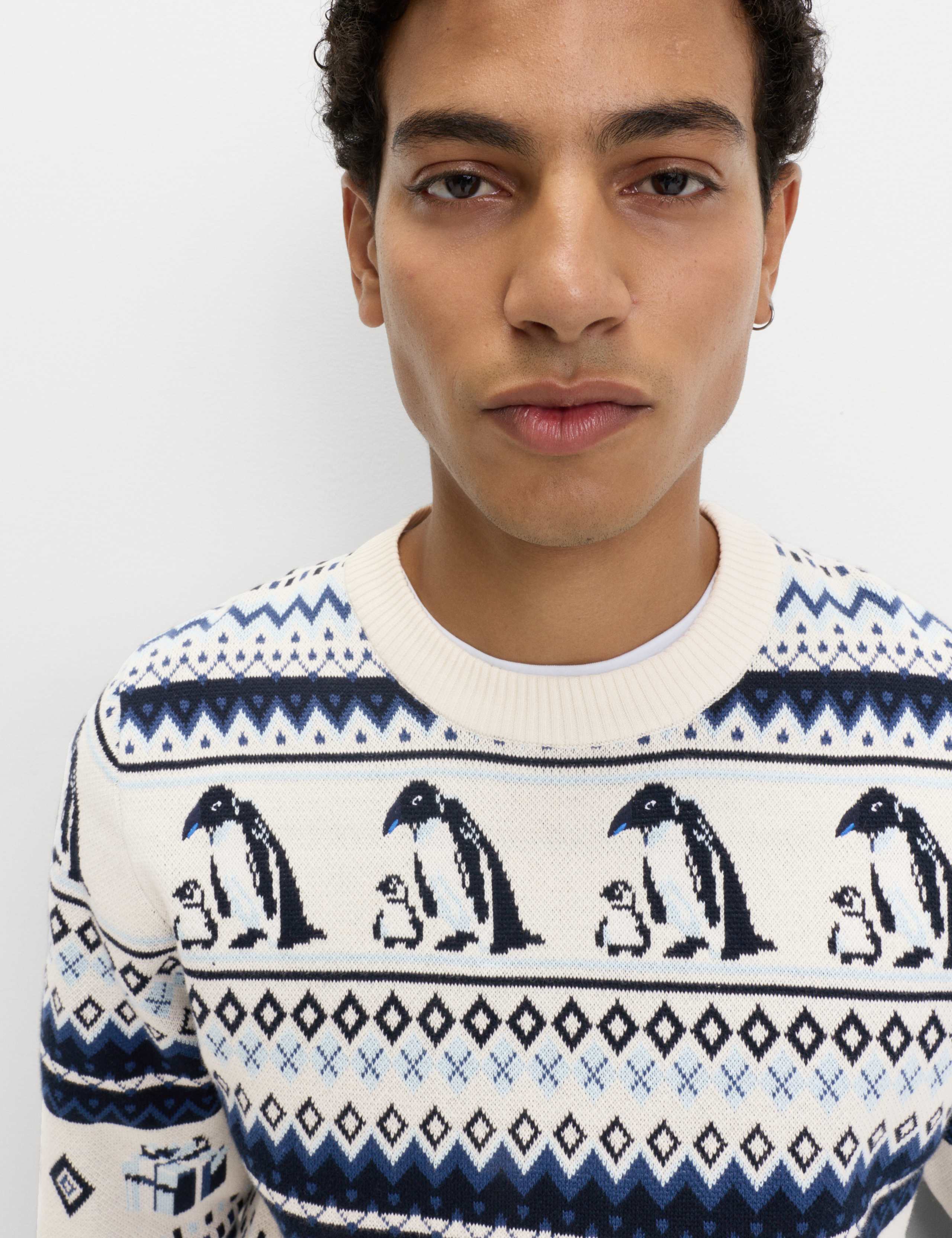 Pure Cotton Crew Neck Penguin Jumper 2 of 3