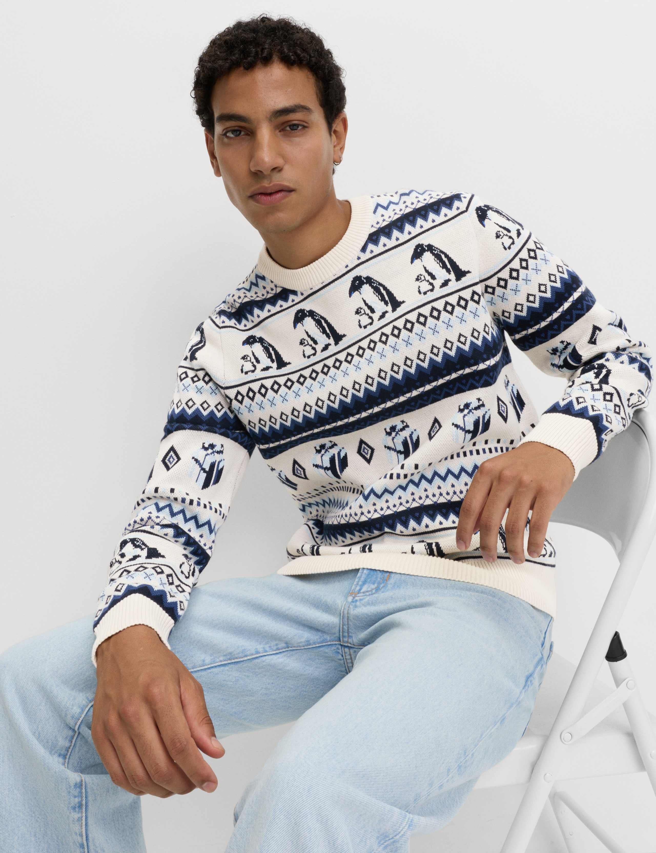 Pure Cotton Crew Neck Penguin Jumper 3 of 3