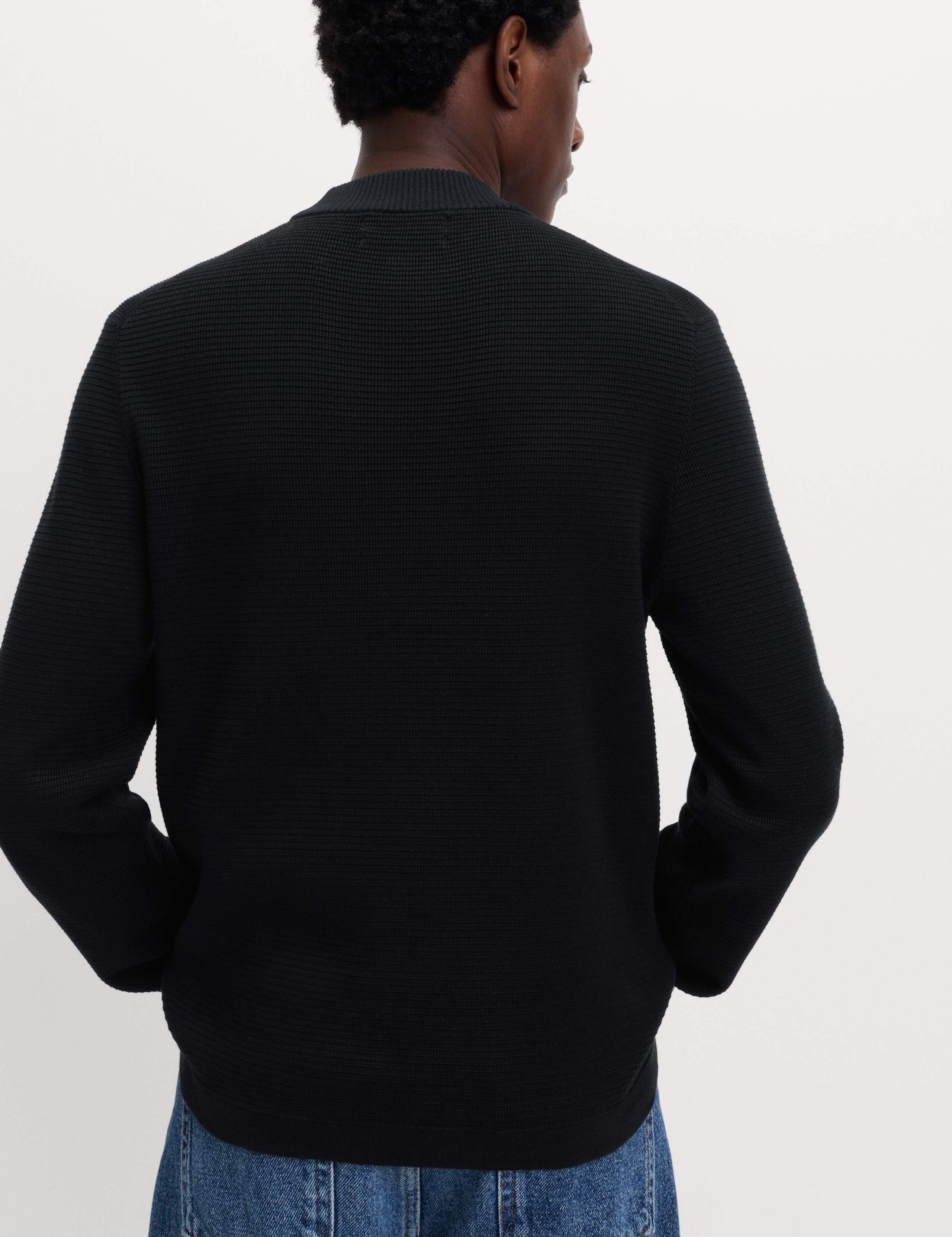 Cotton Modal Blend Textured Mock Neck Jumper 5 of 6