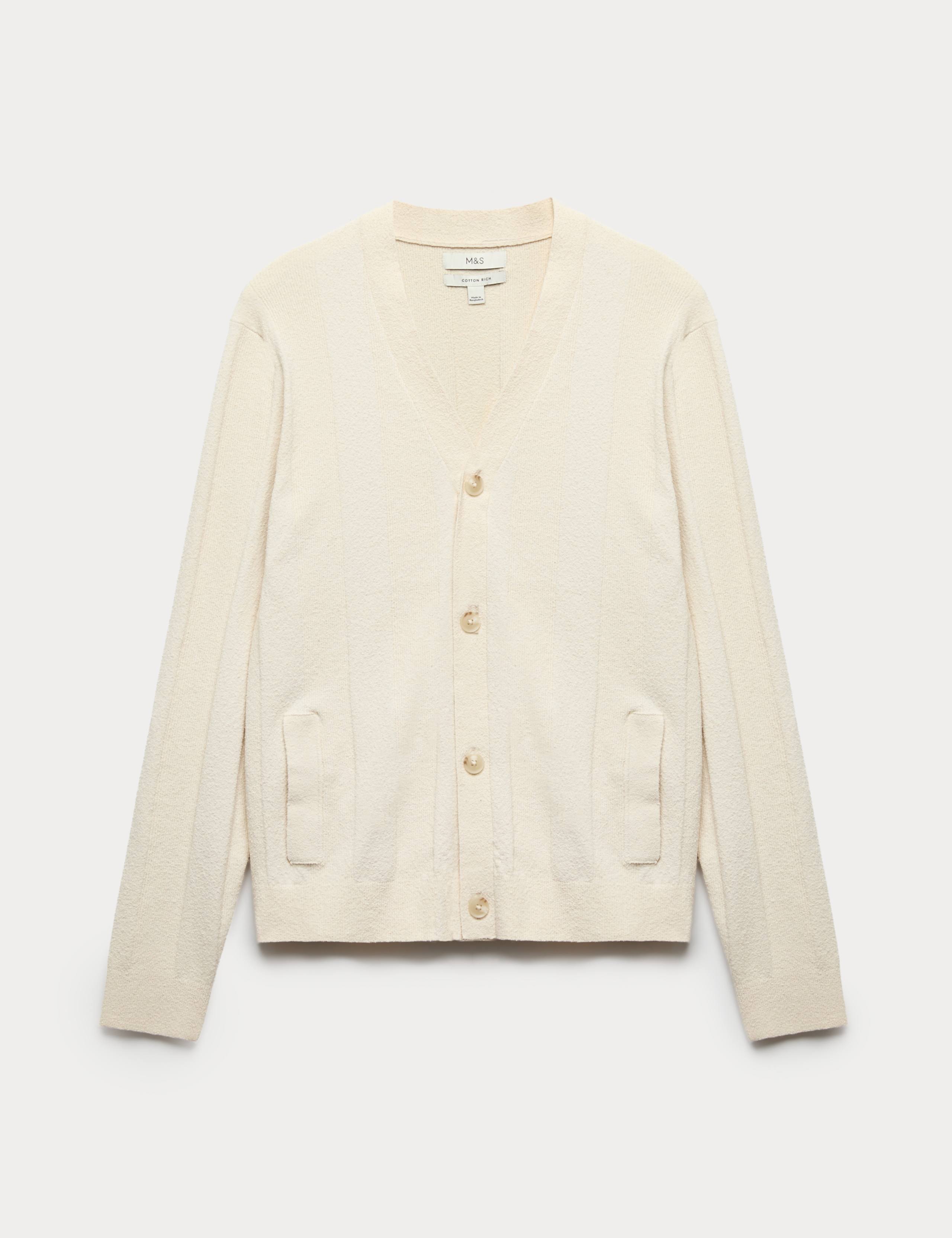 Cotton Rich Bouclé Knitted Cardigan 2 of 6