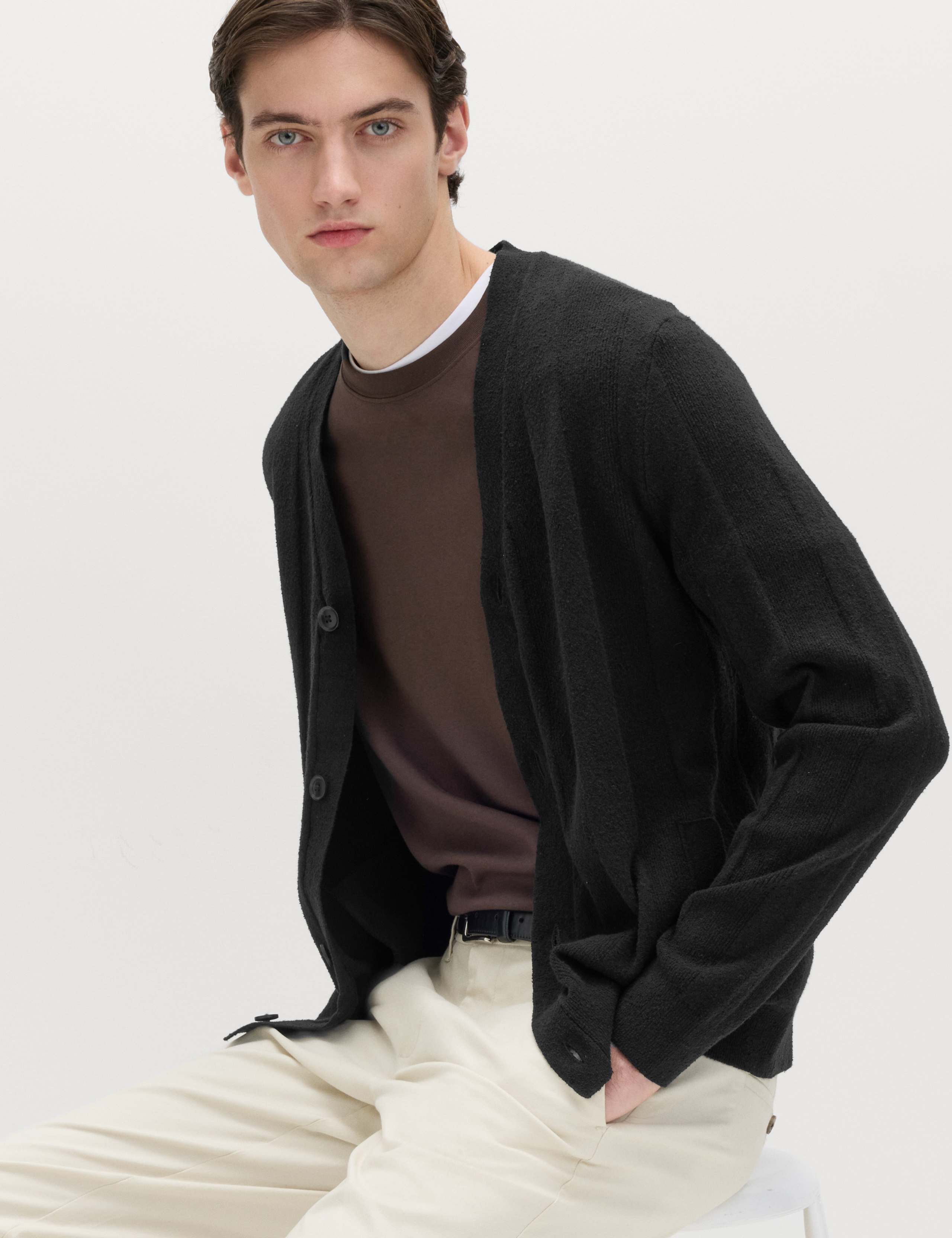 Cotton Rich Bouclé Knitted Cardigan 6 of 6