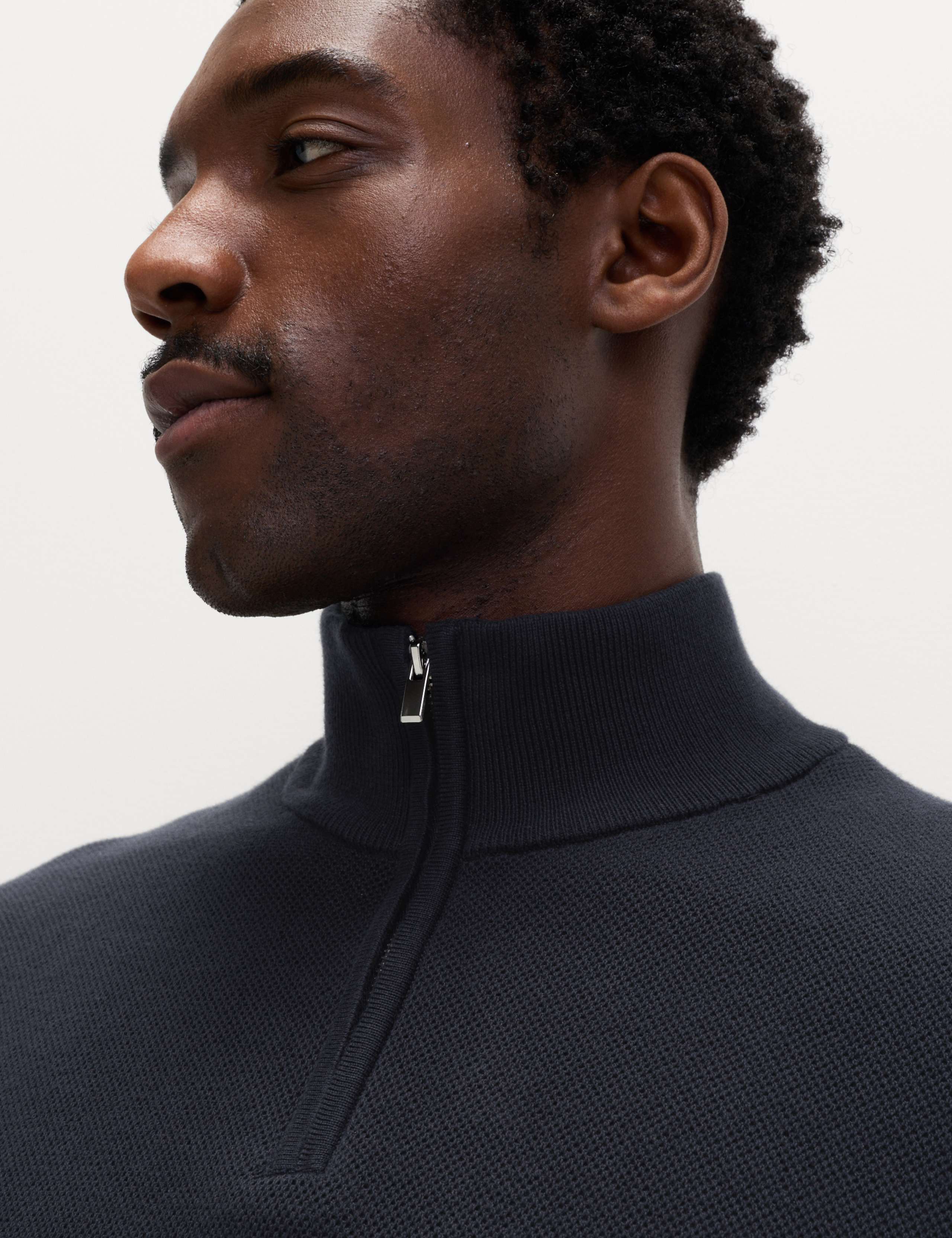 Cotton Rich Textured Half Zip Jumper 5 of 6