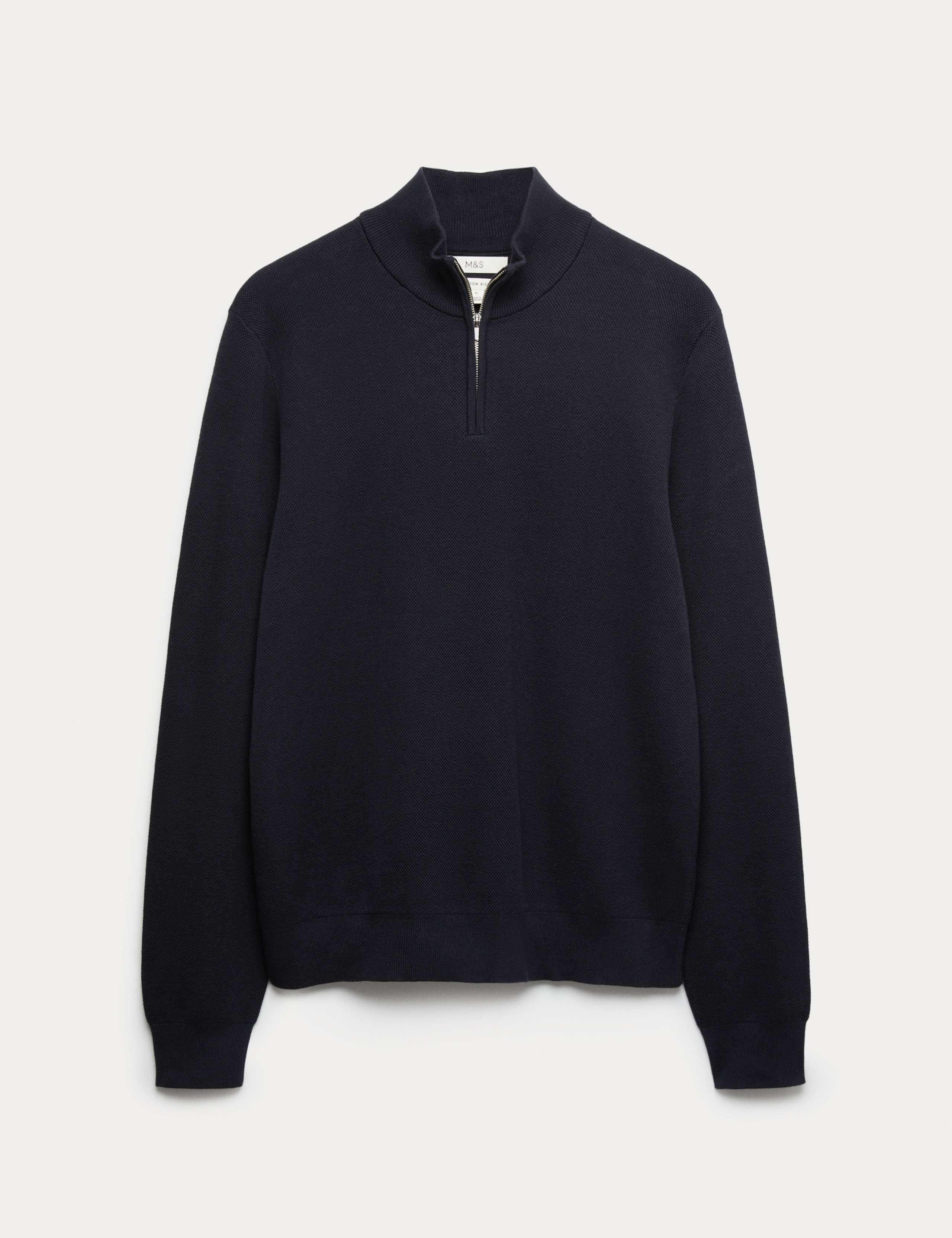 Cotton Rich Textured Half Zip Jumper 2 of 6