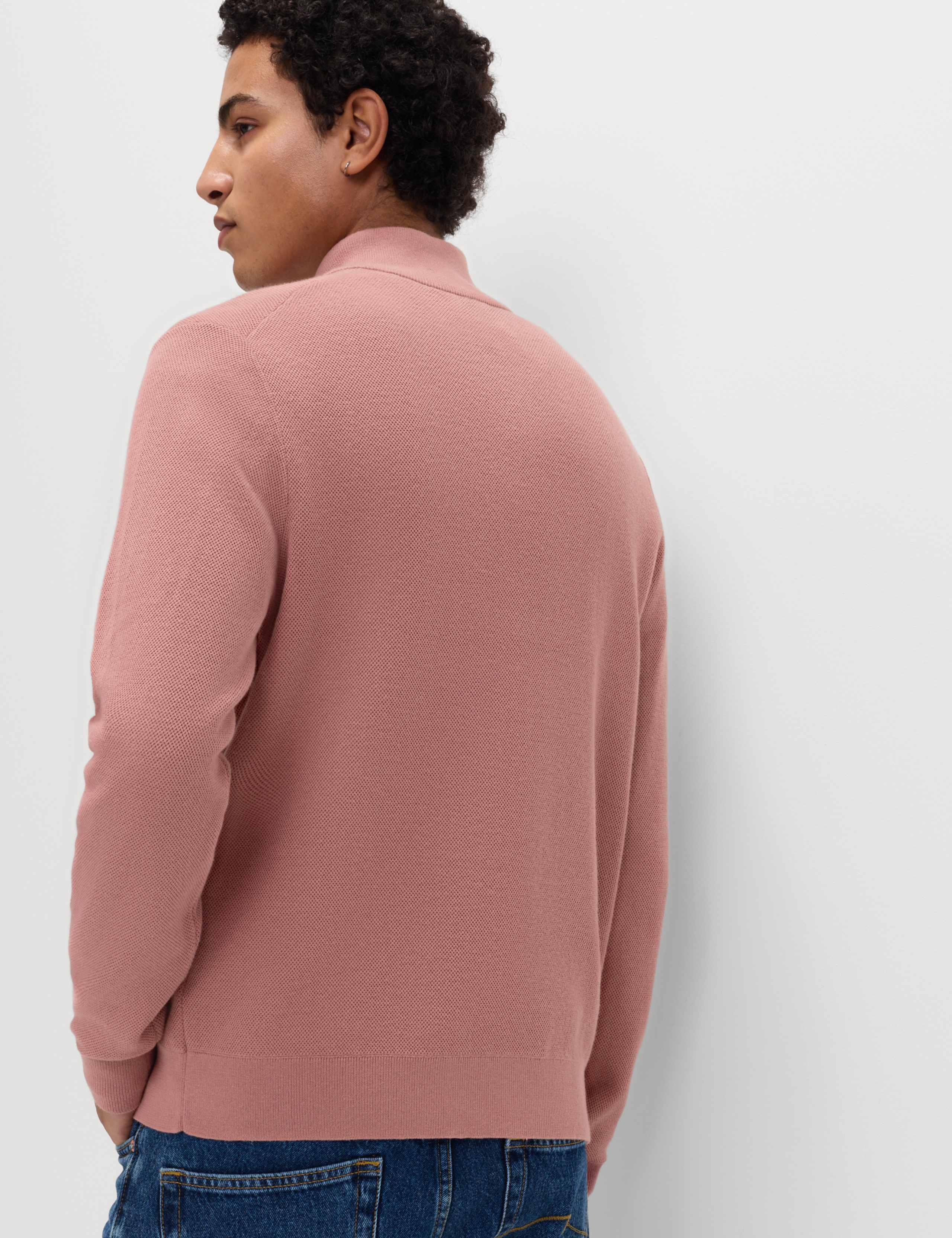Cotton Rich Textured Half Zip Jumper 5 of 5