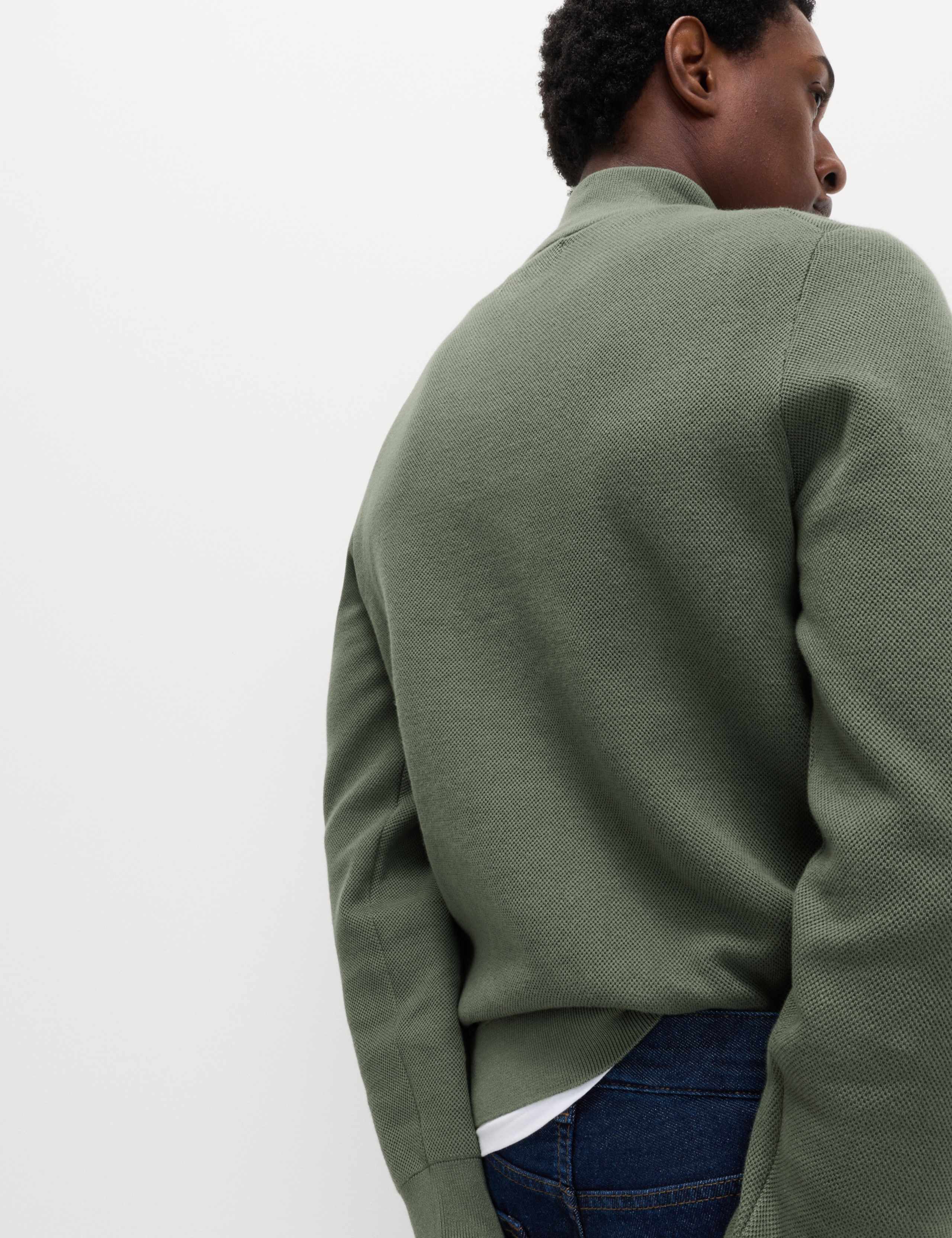 Cotton Rich Textured Half Zip Jumper 5 of 5