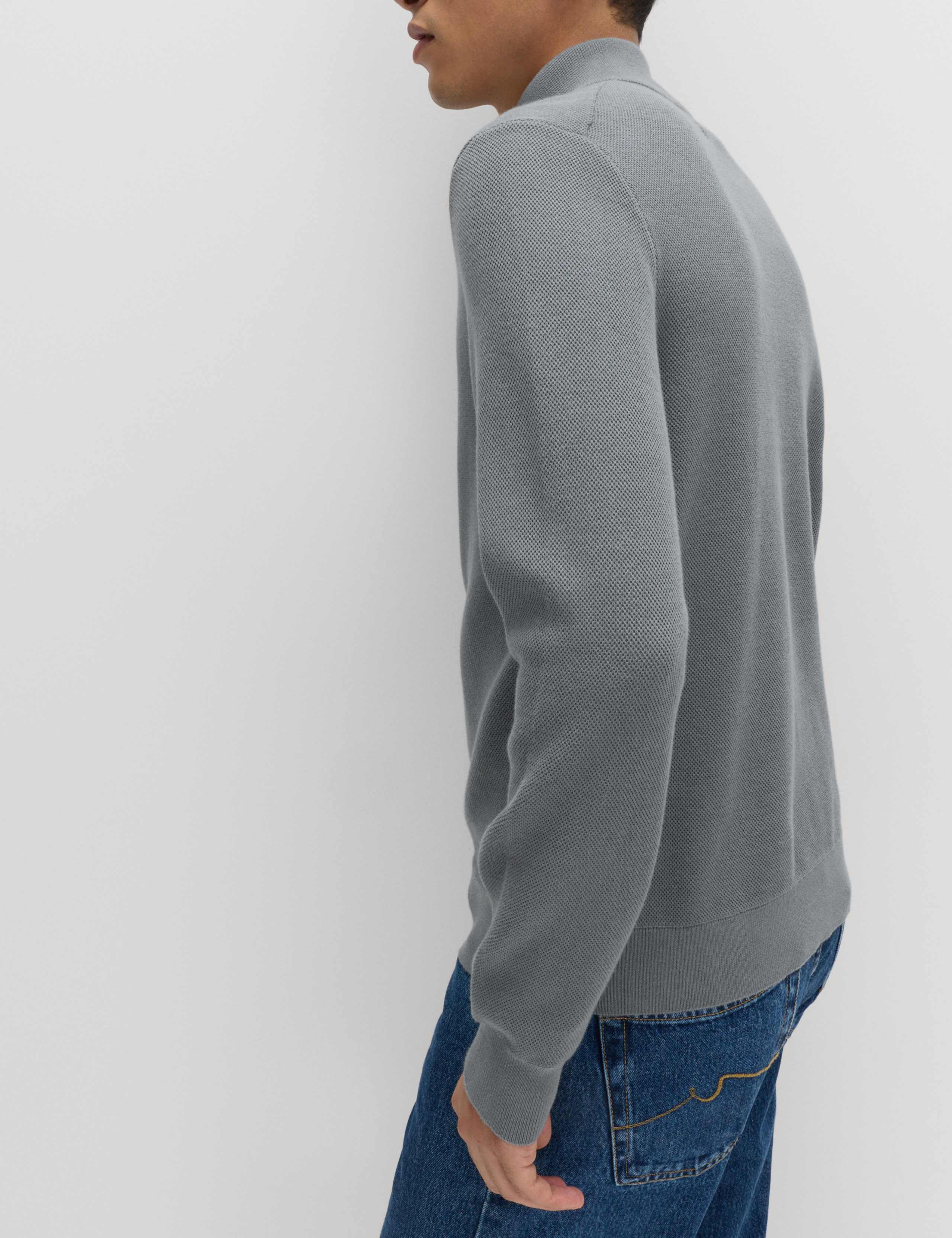 Cotton Rich Textured Half Zip Jumper 5 of 5