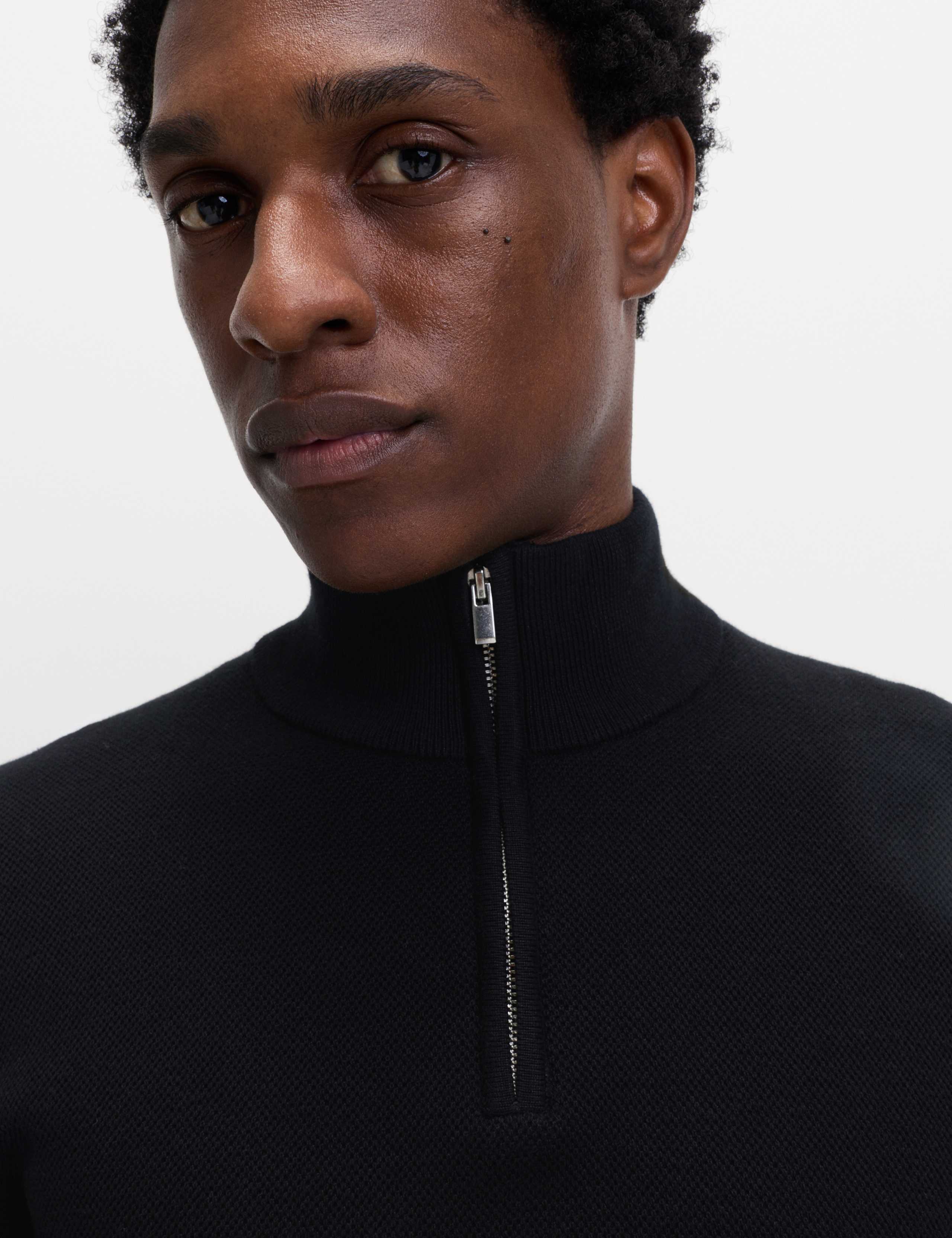 Cotton Rich Textured Half Zip Jumper 4 of 5