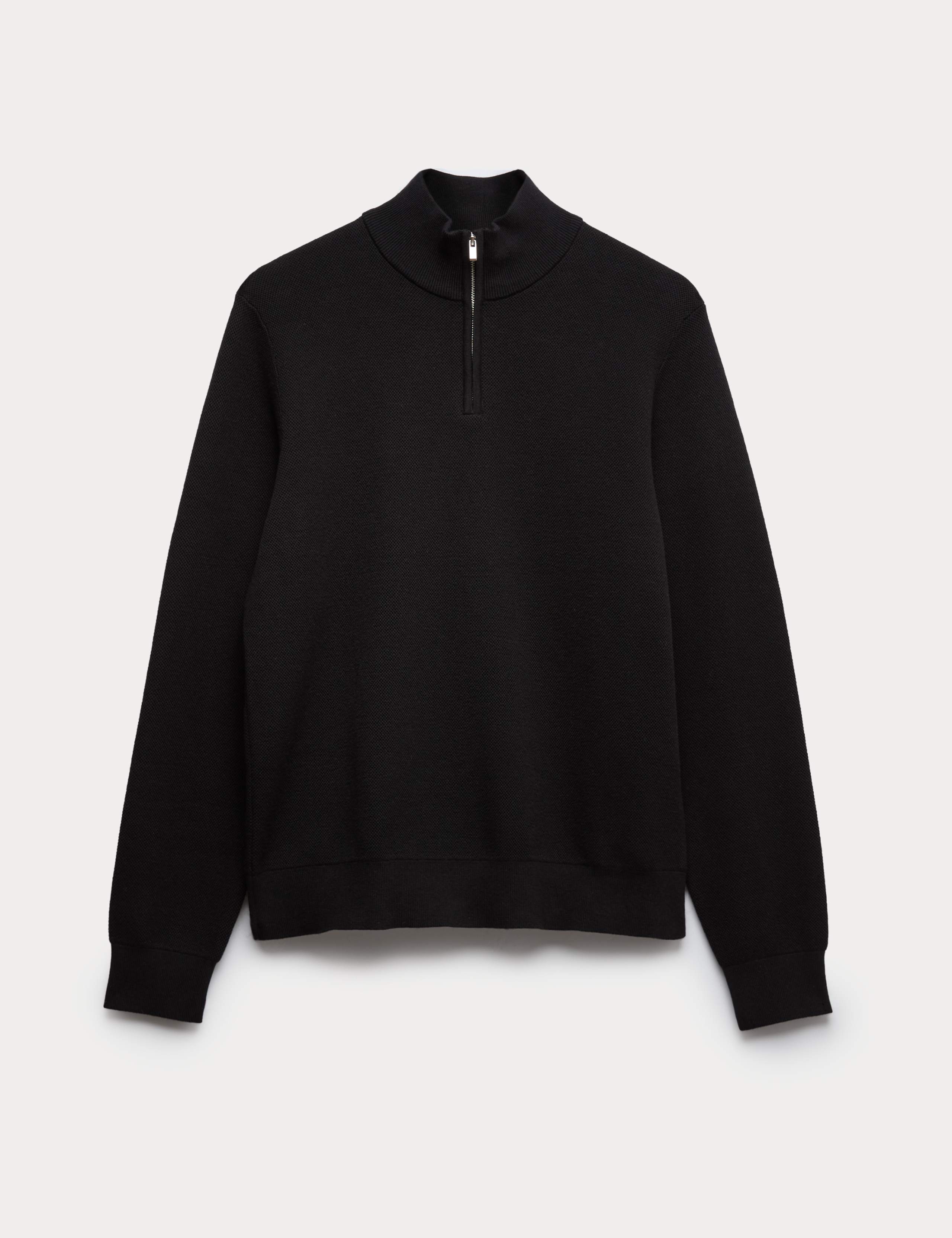 Cotton Rich Textured Half Zip Jumper 2 of 5