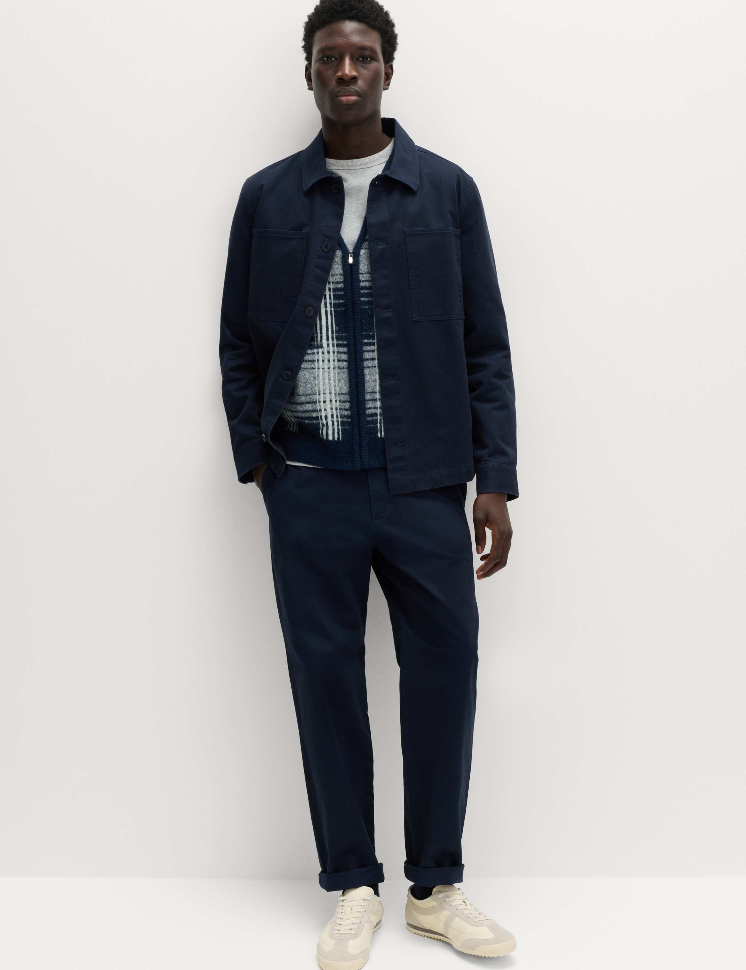 Checked V-Neck Zip Up Gilet with Wool 4 of 6