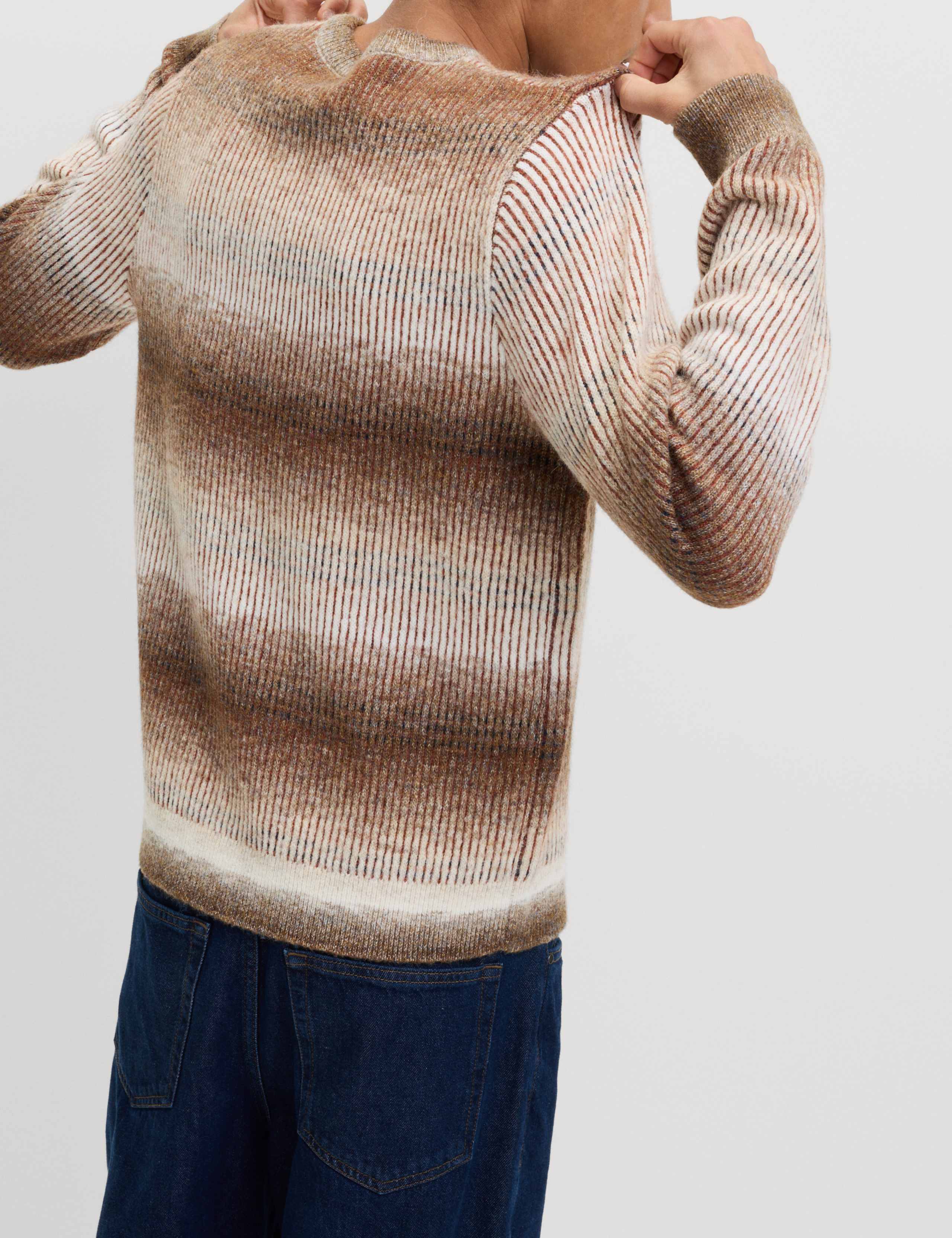 Ombre Stripe Crew Neck Jumper with Wool 4 of 6