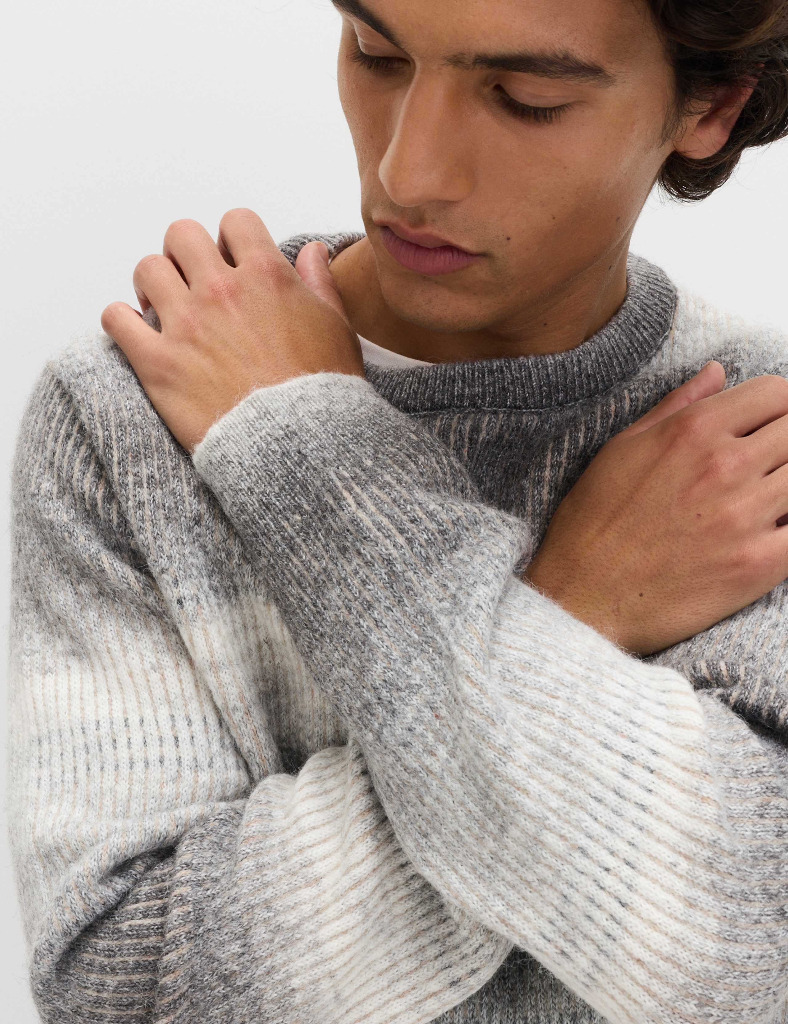 Ombre Stripe Crew Neck Jumper with Wool 3 of 6